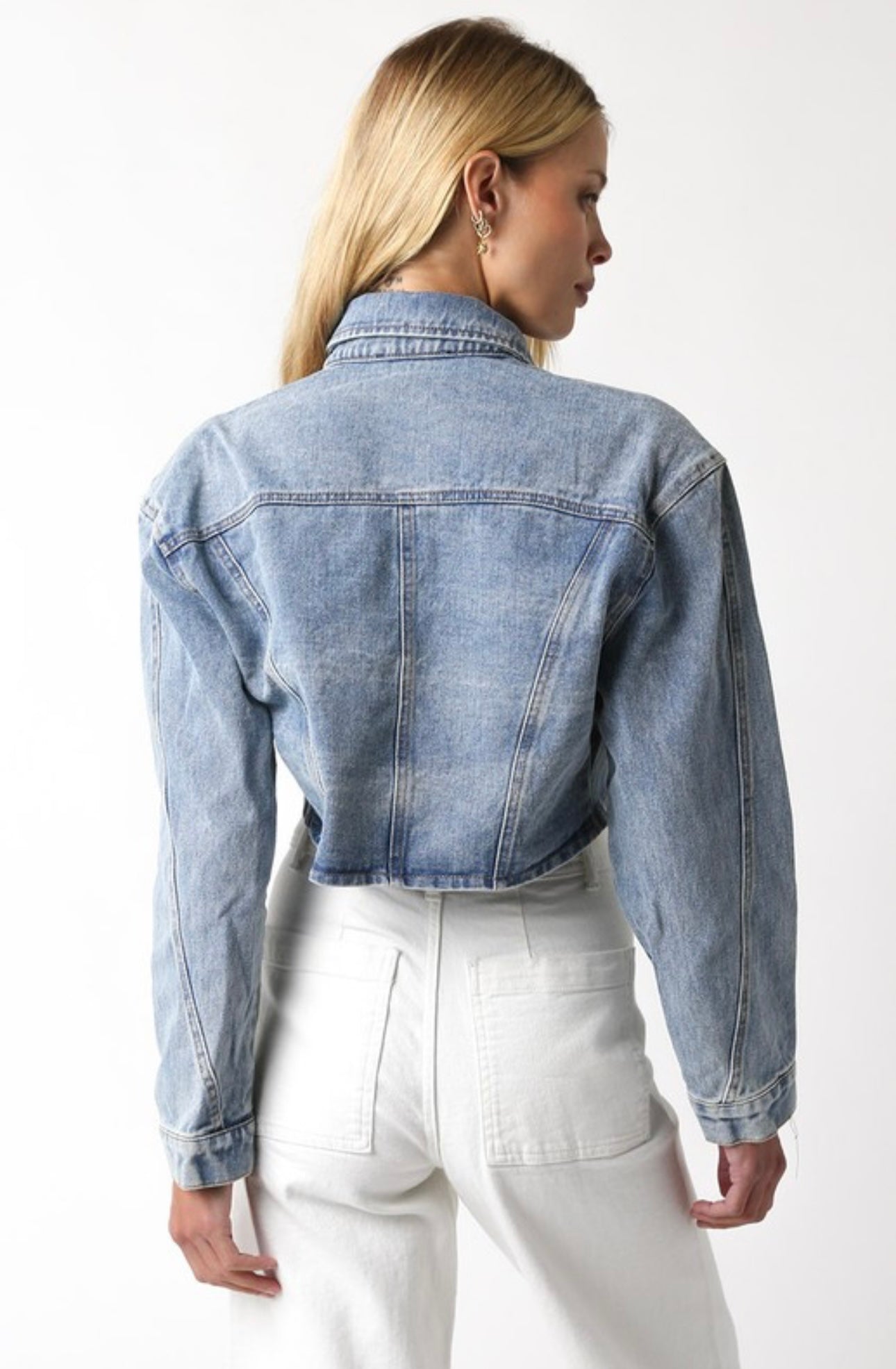 Washed Cropped Denim Jacket