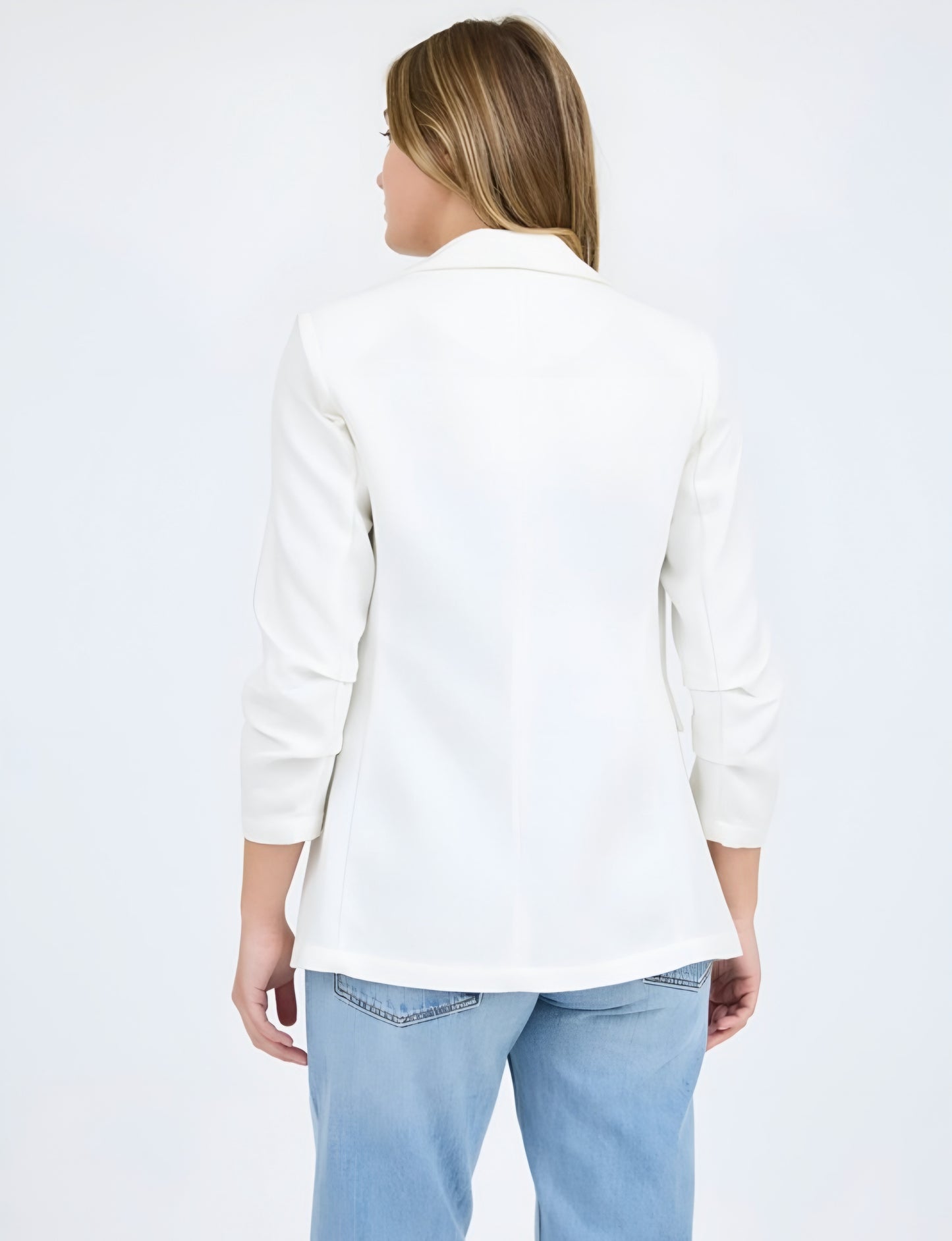 Linen Blazer with Scrunch Sleeves