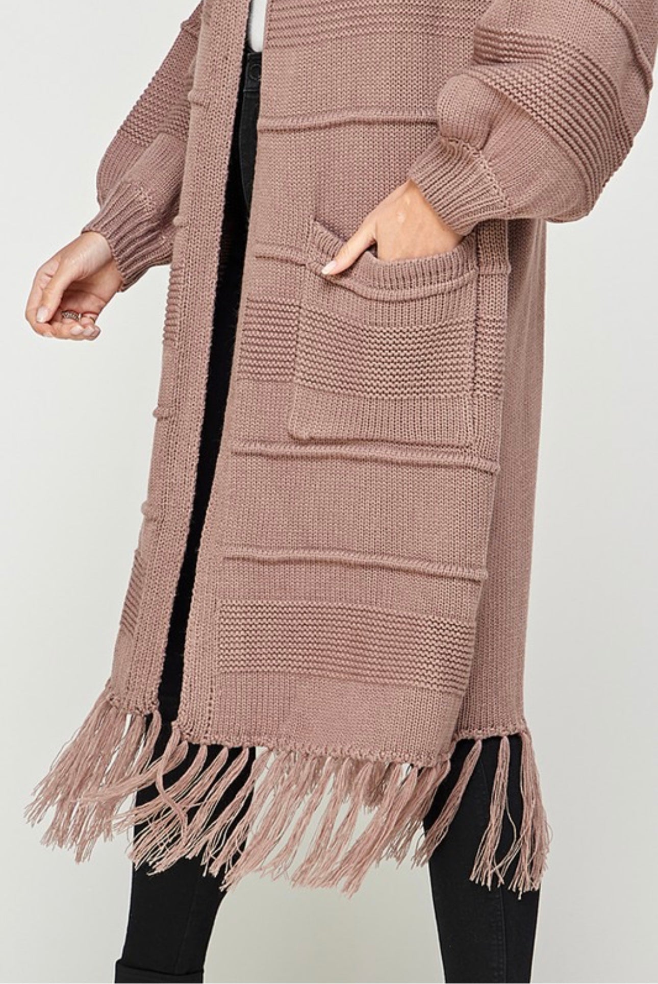 Tassel Hem Open Cardigan
