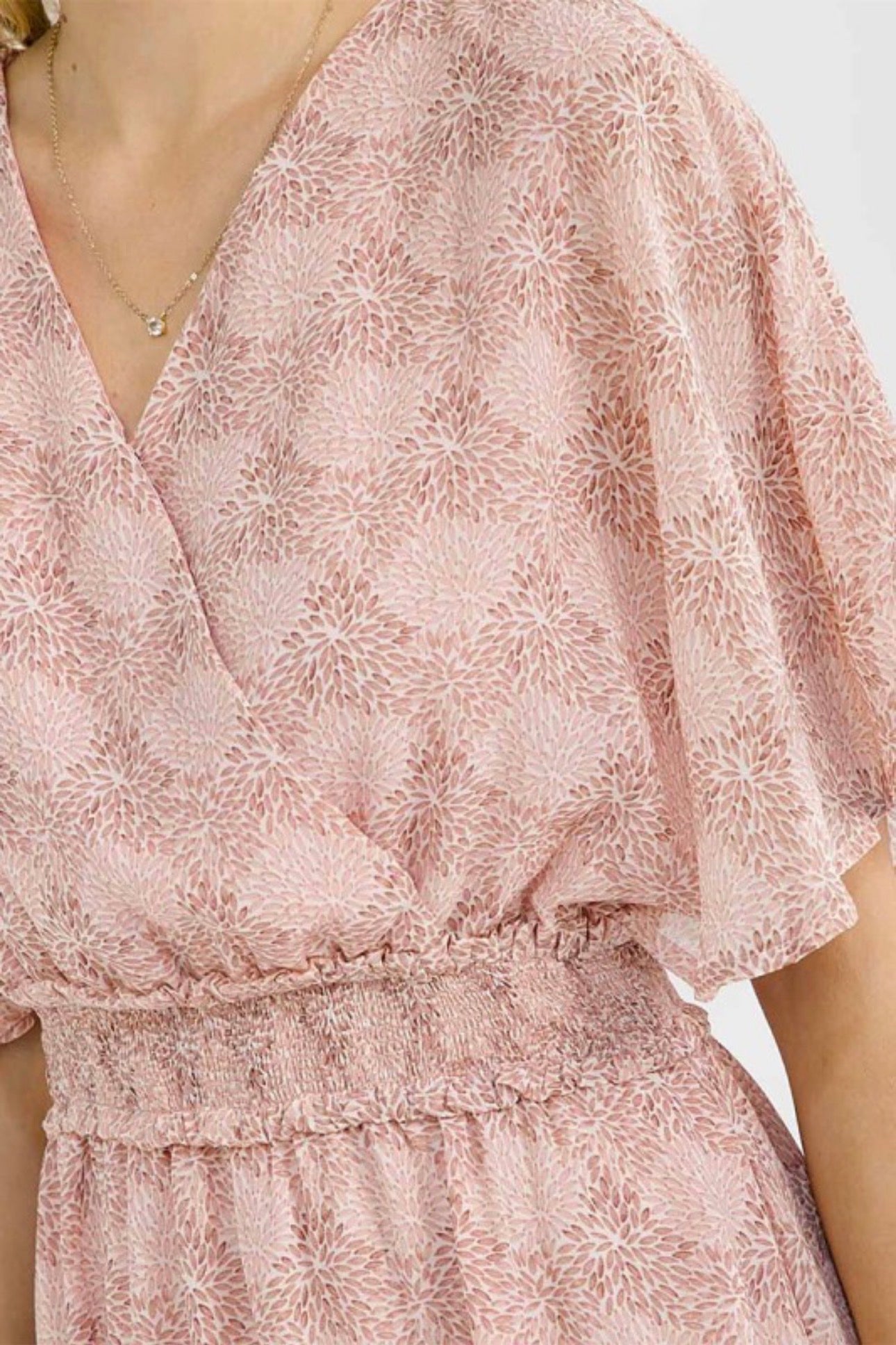 Floral Chiffon Cross Front Short Sleeve Maxi Dress