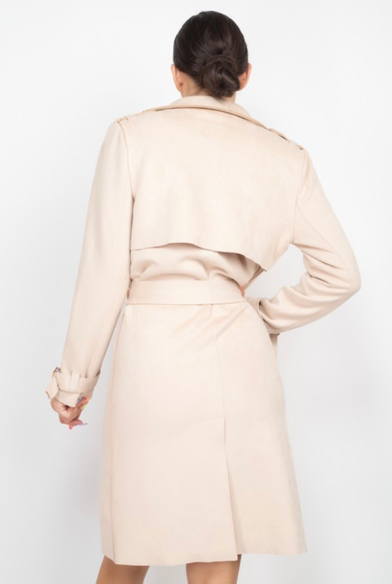 Suede Drape Trench Coat