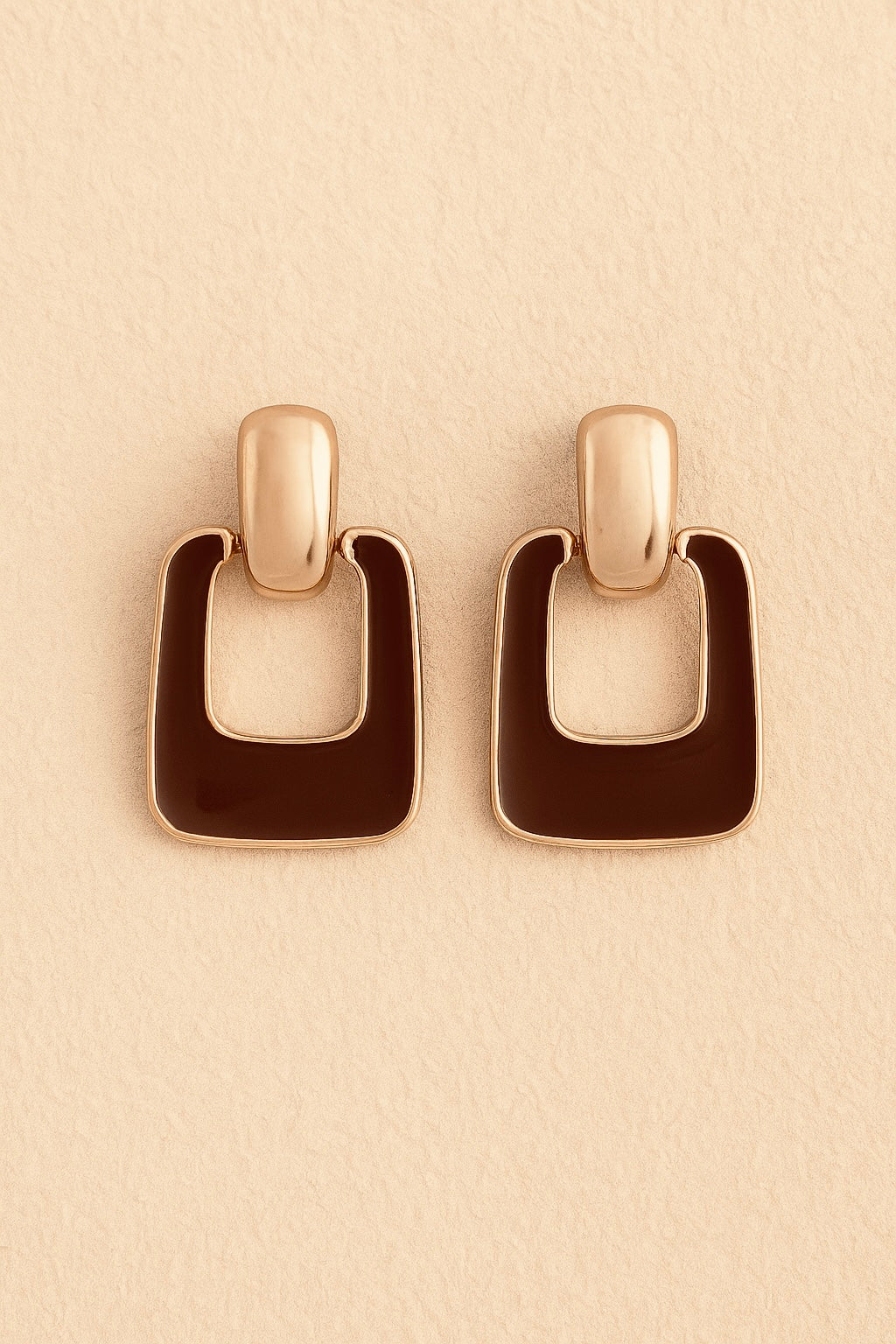 Brown Gold Squared Earrings