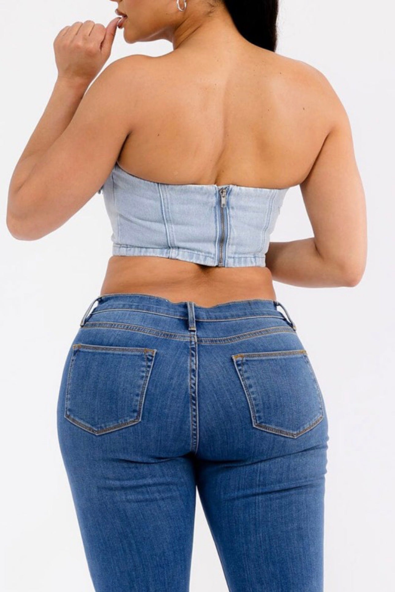 Denim Belt Crop Top