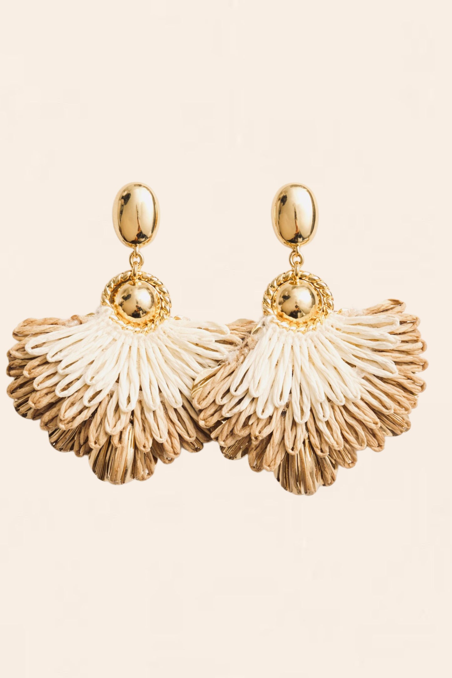 Woven Fan Gold Dangle Earrings