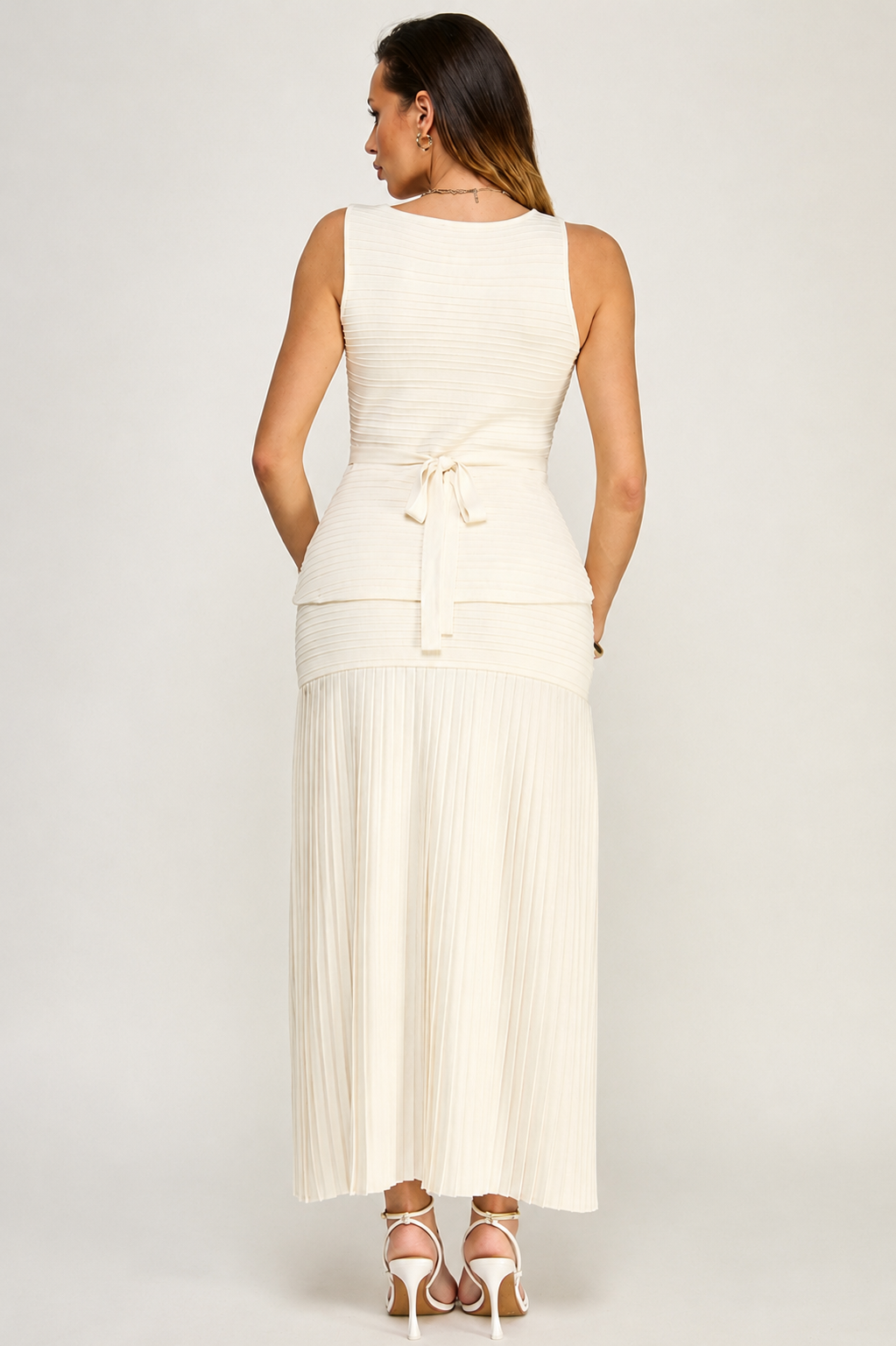 Pleated Knit Tank and Maxi Skirt Set