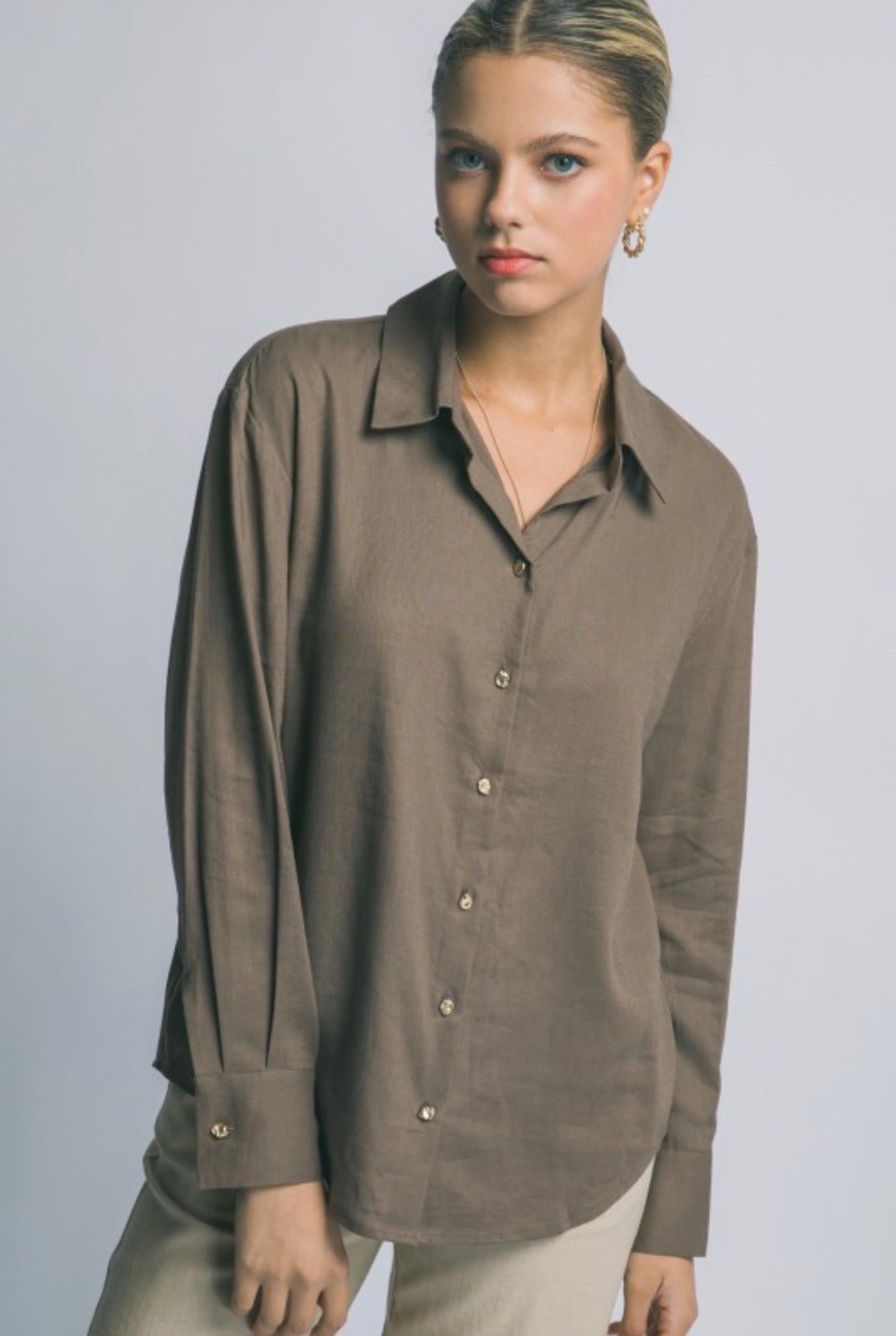 Linen Gold Button Blouse