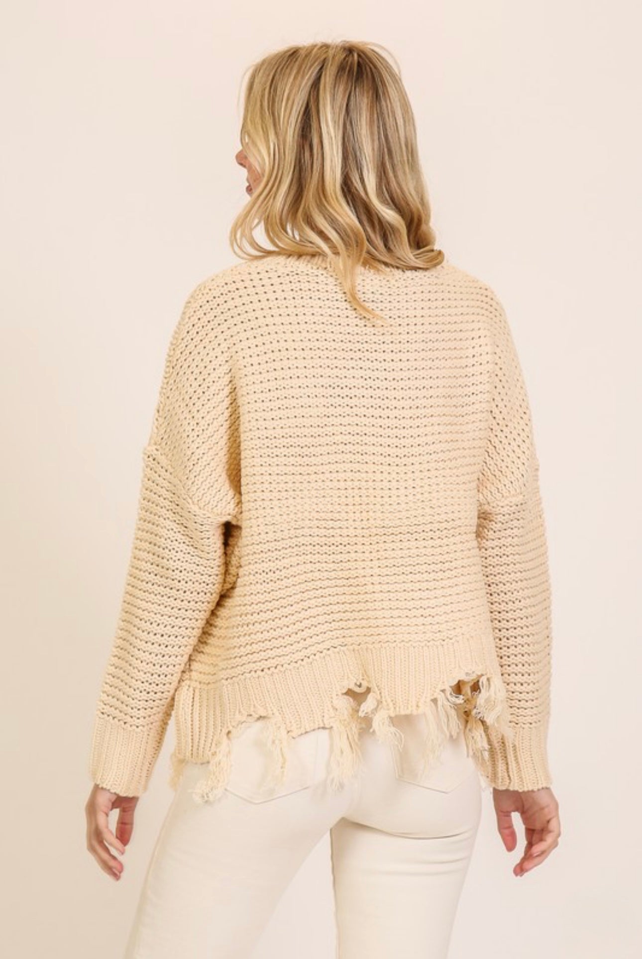 Cable Knit Tassel Hem Sweater