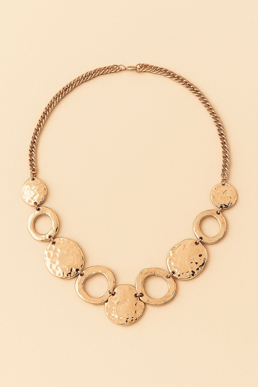 Hammered Circle Statement Necklace