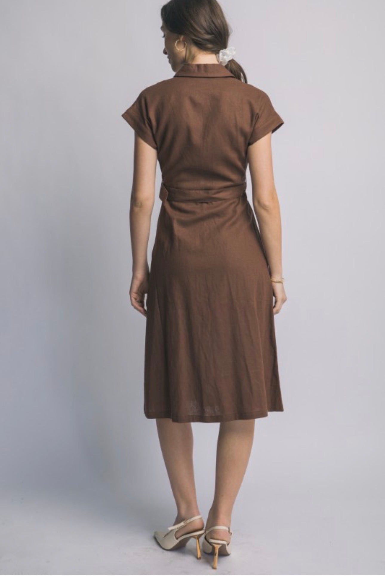 Short Sleeve Linen Eyelet Dress