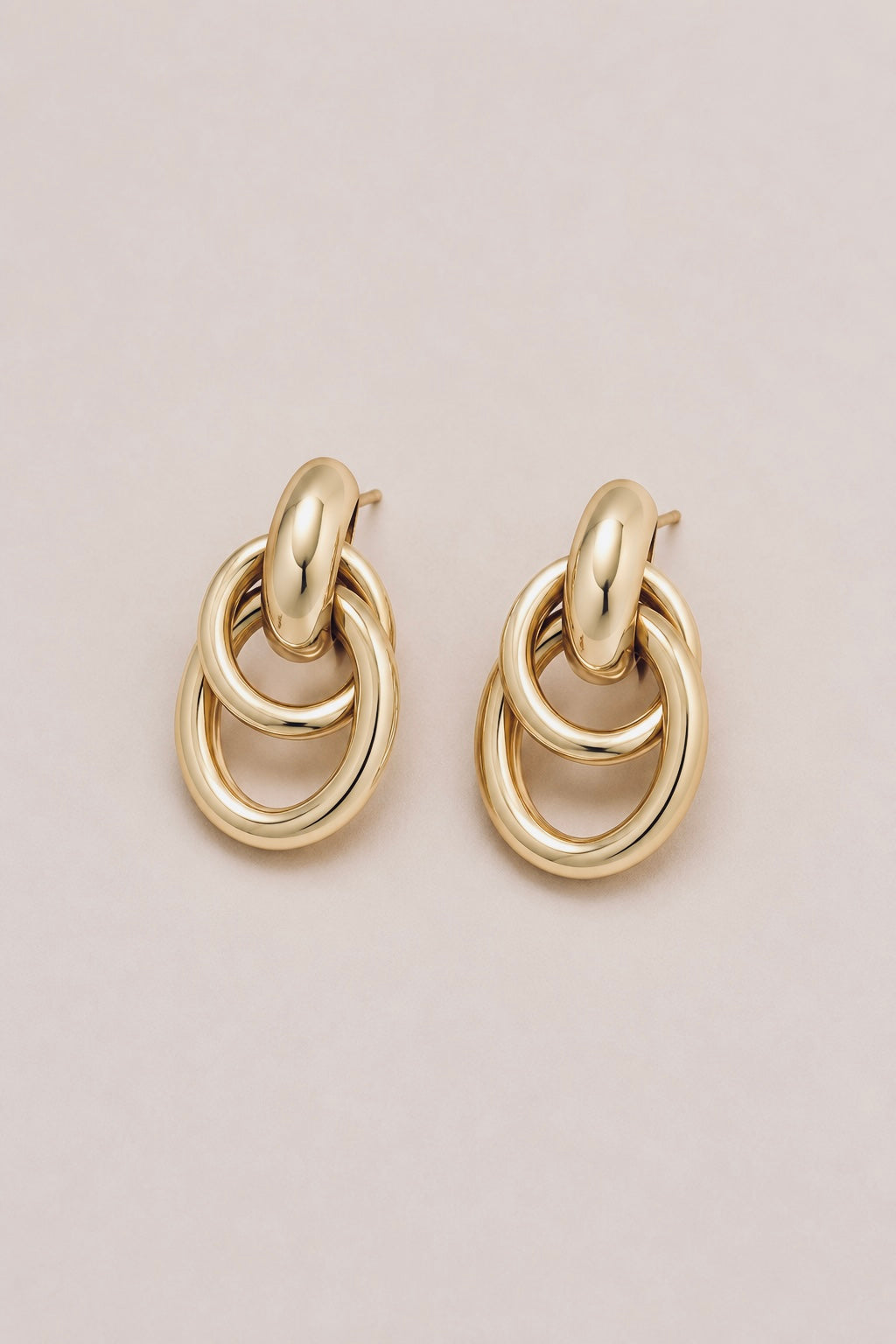 Gold Double Hoop Stud Earrings