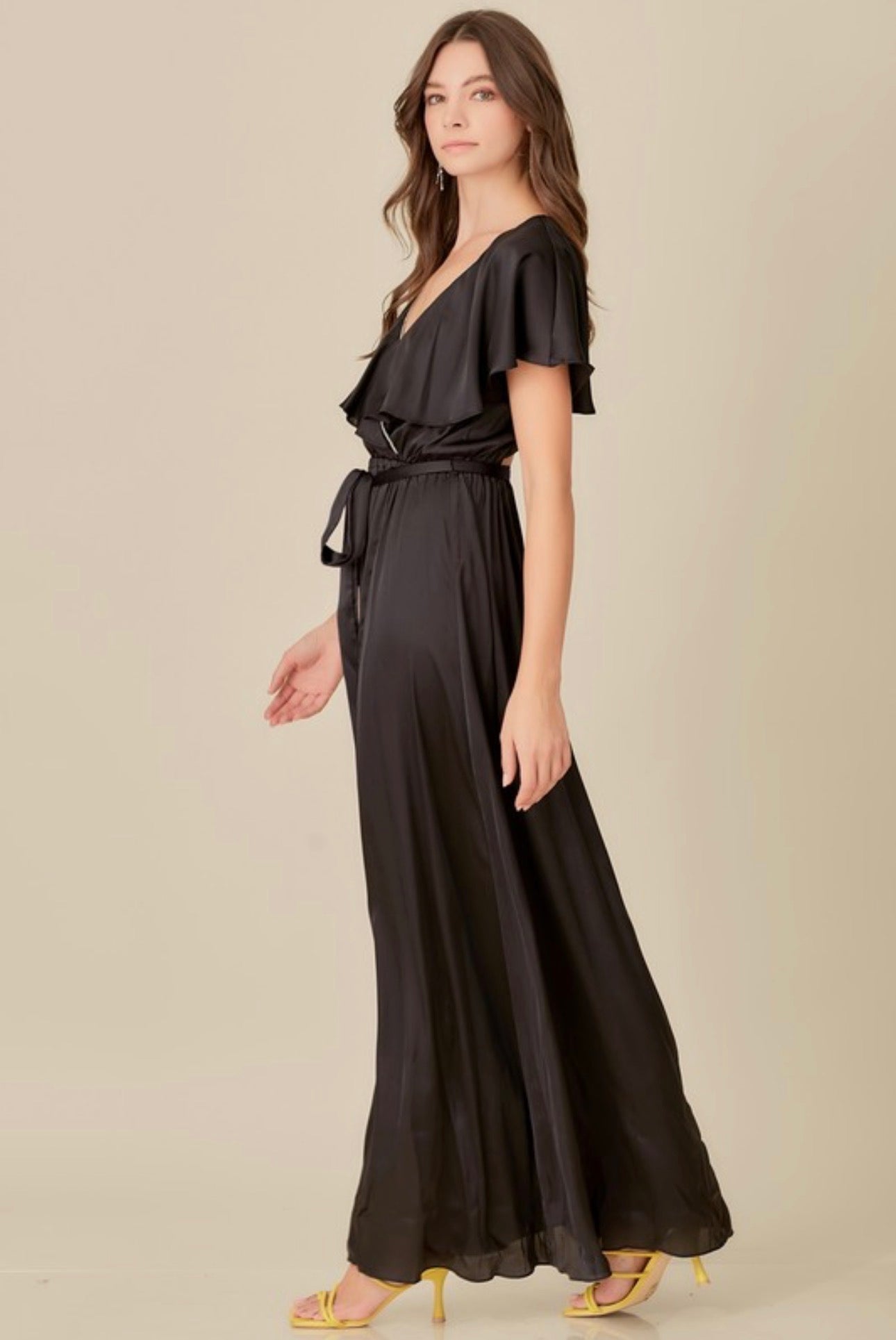 Maxi Ruffle with Open Back Dress