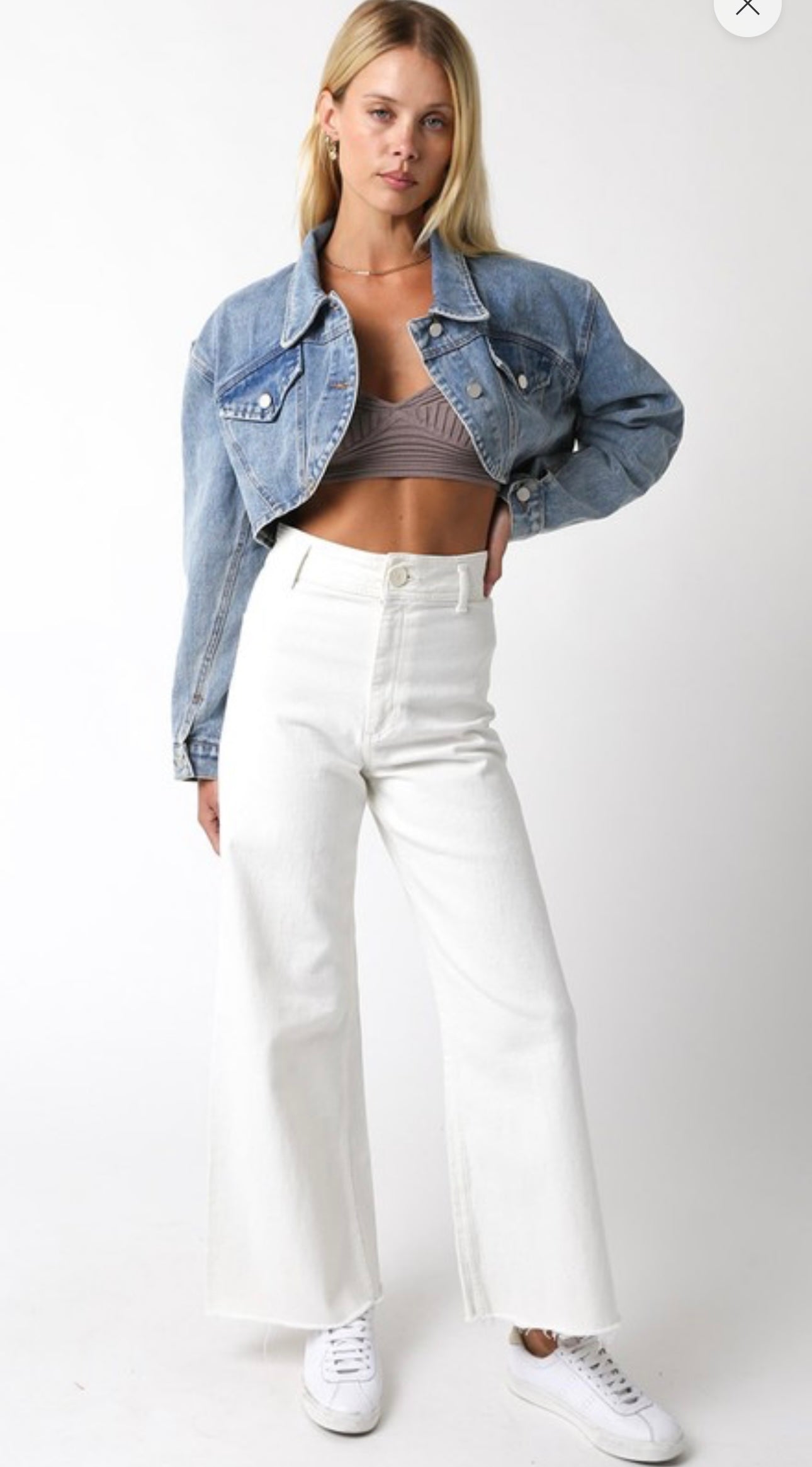 Washed Cropped Denim Jacket