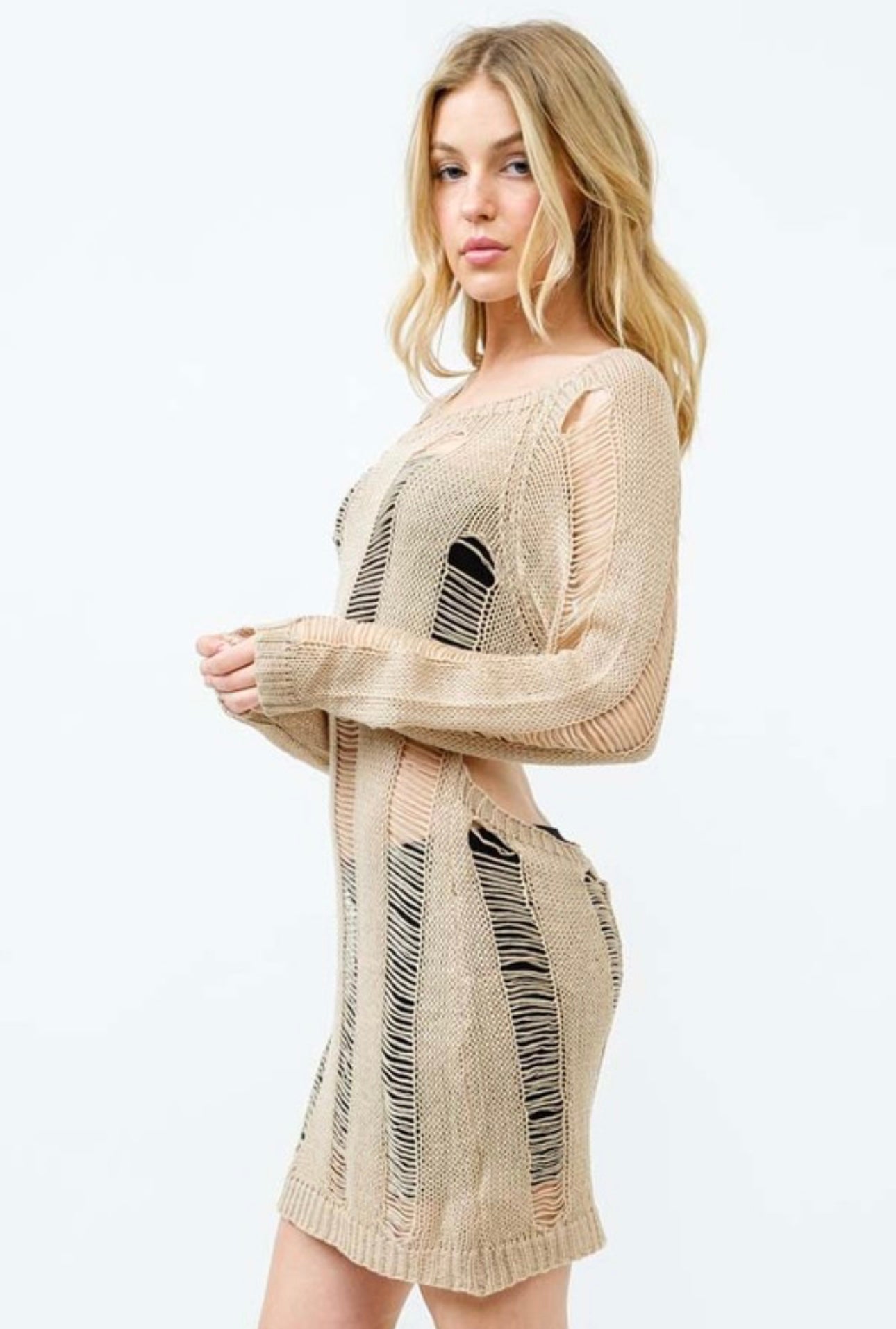 Open Back Distressed Sweater