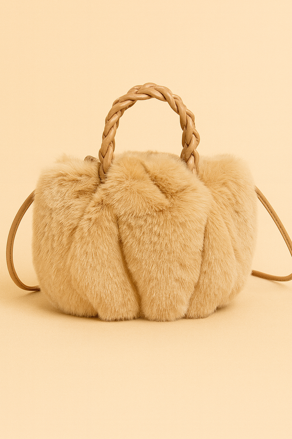 Fuzzy Mini Tote with Braided Handles