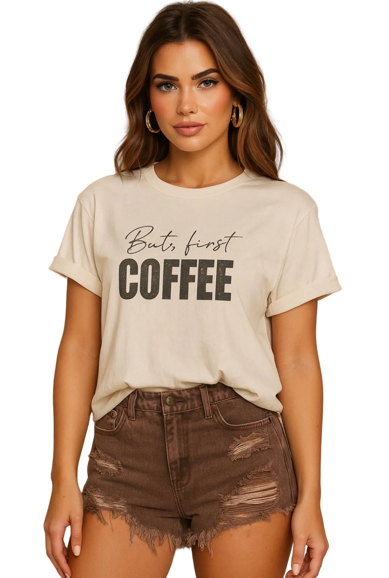 But First Coffee Graphic T-Shirt Crop