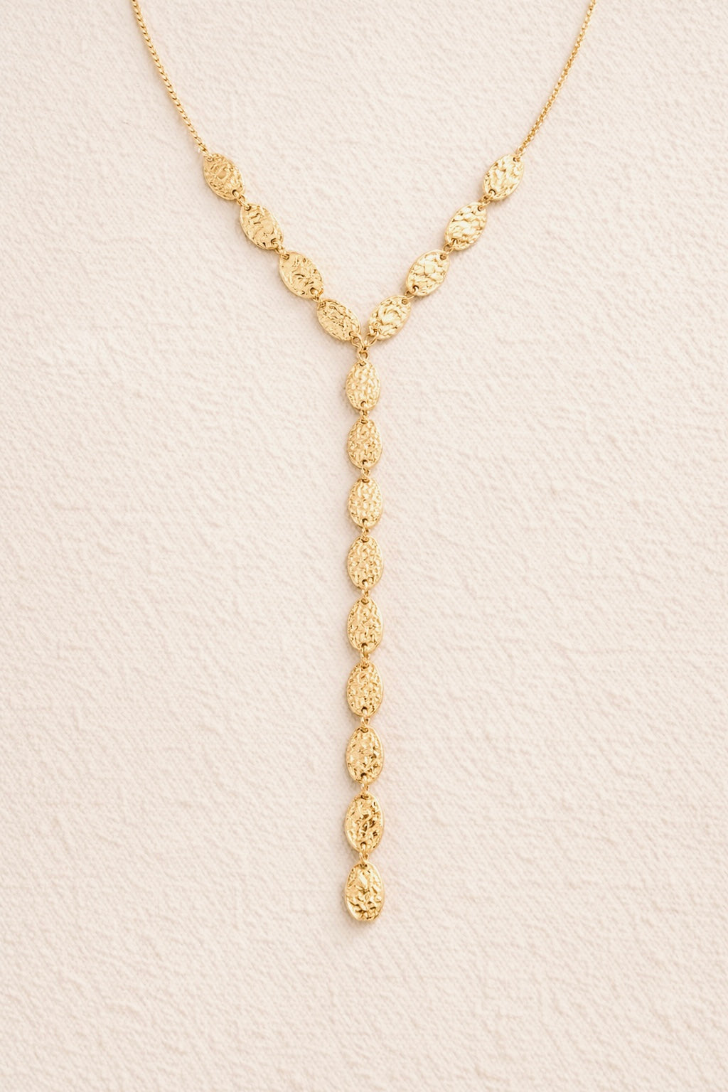 Golden Hammered Y Necklace