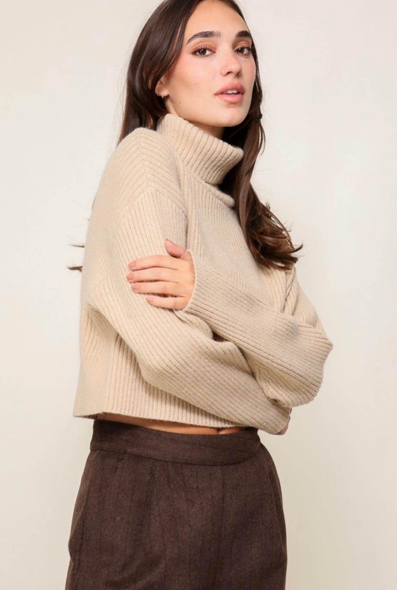 Turtle Neck Ribbed Sweater