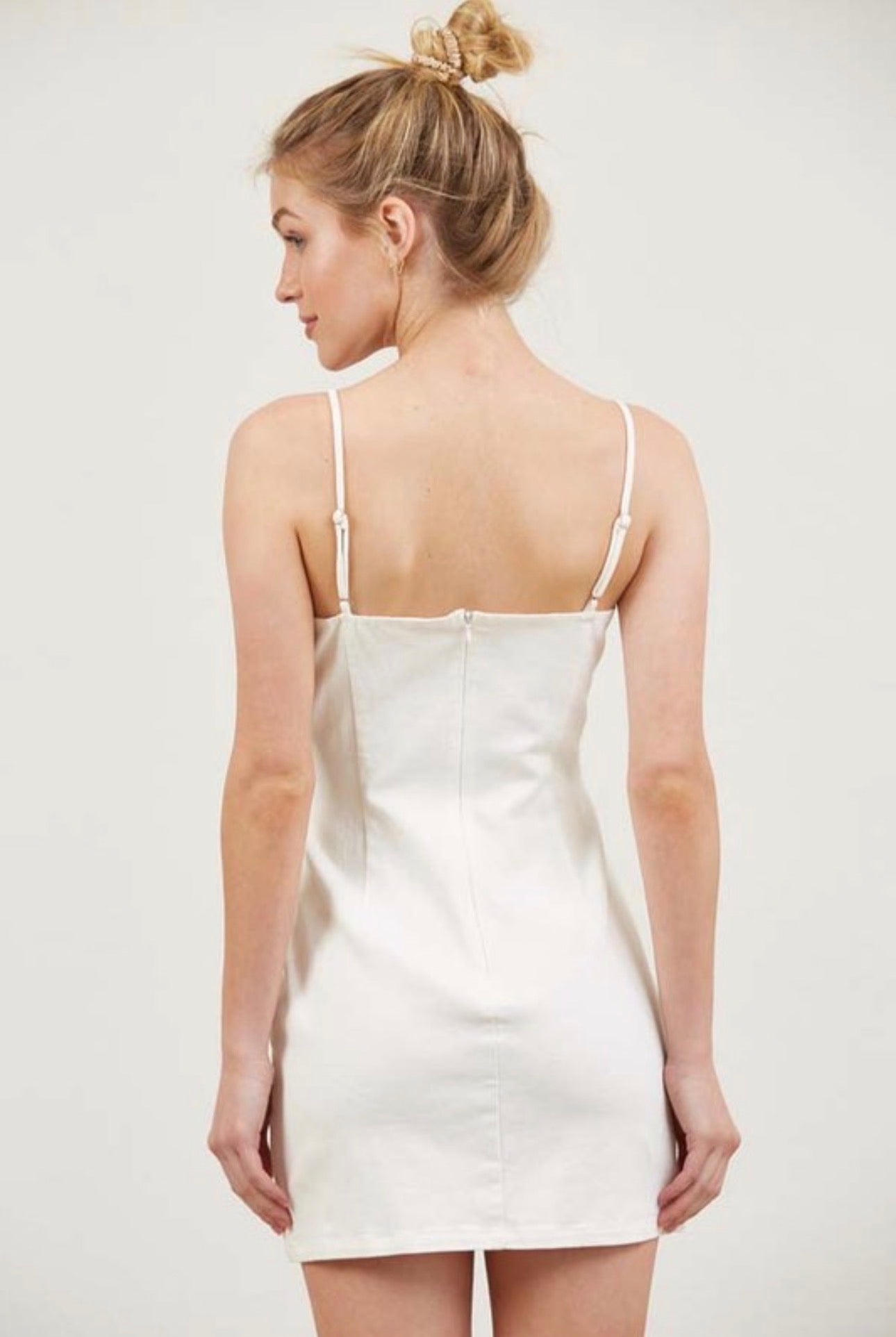 Buckle Front Lace-up Mini Dress