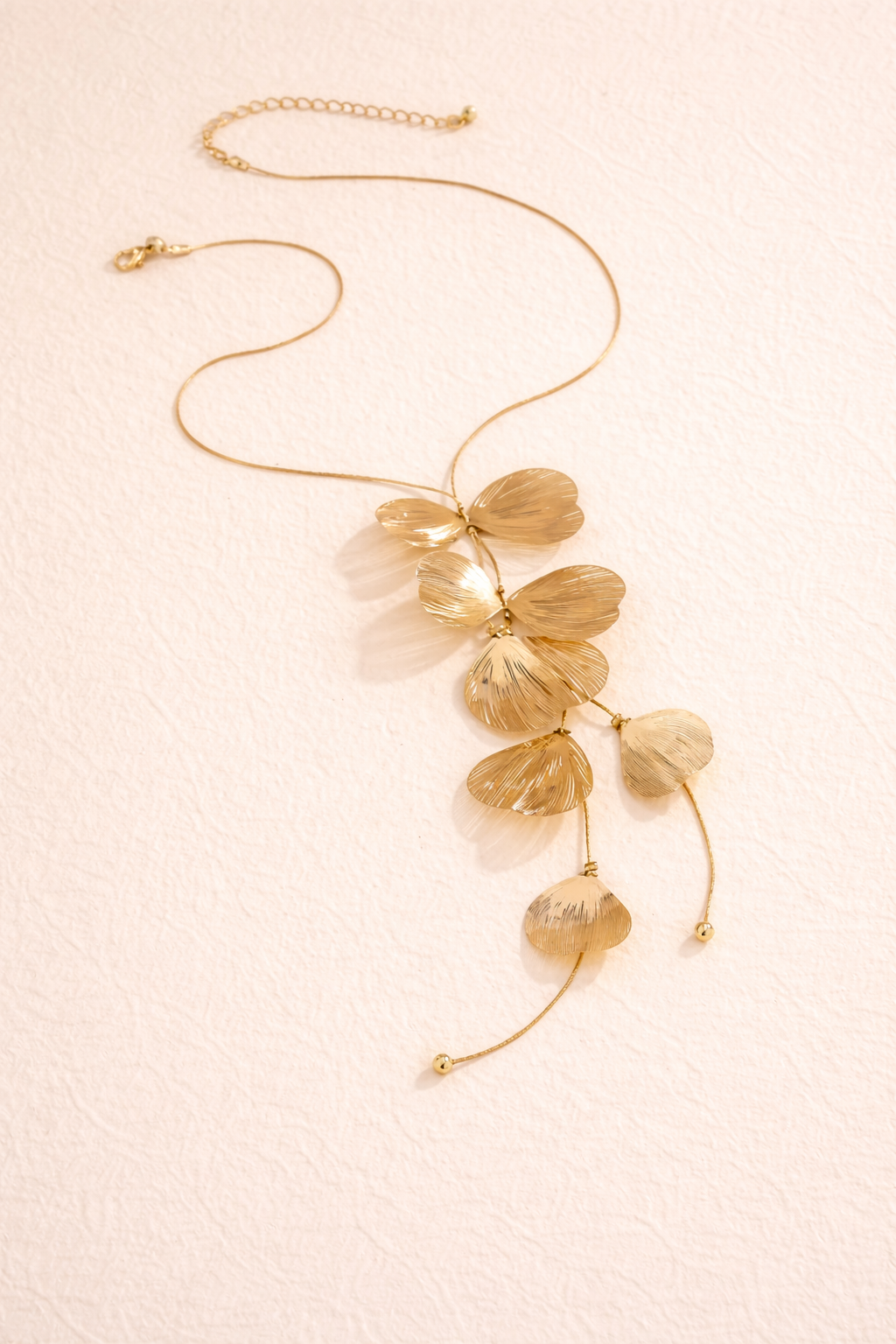 Floral Petal Tassel Gold Necklace