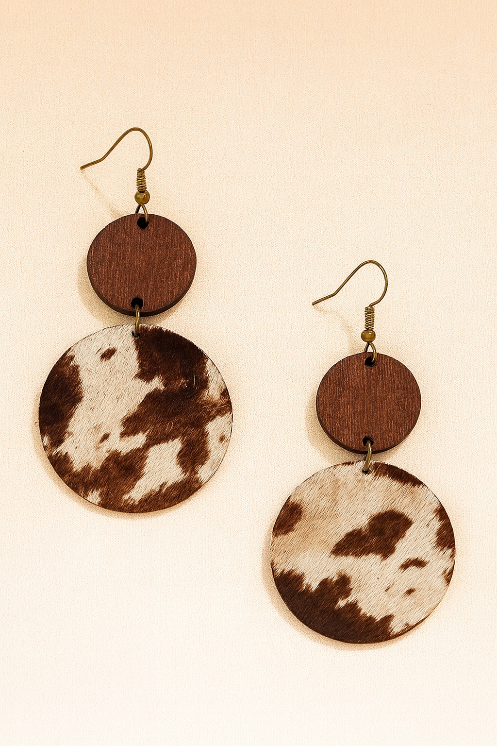 Circle Cowhide Dangle Earrings