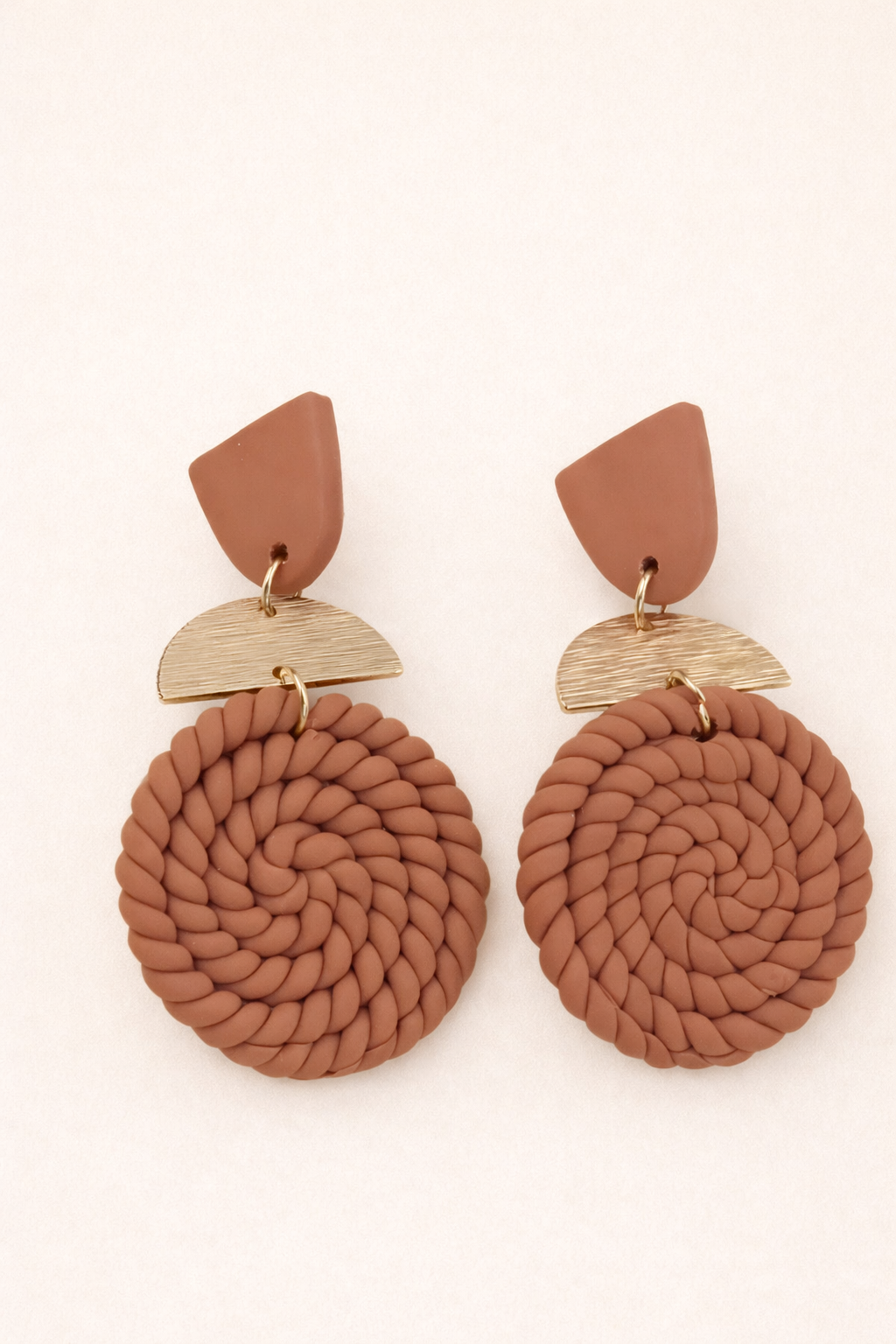 Gold Clay Spiral Earrings