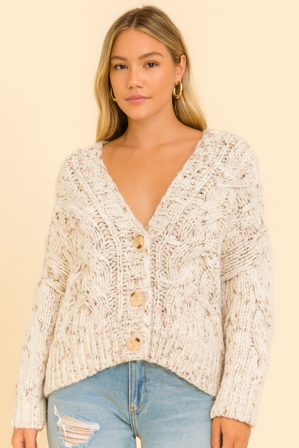 Chunky Knit Button Up Cardigan