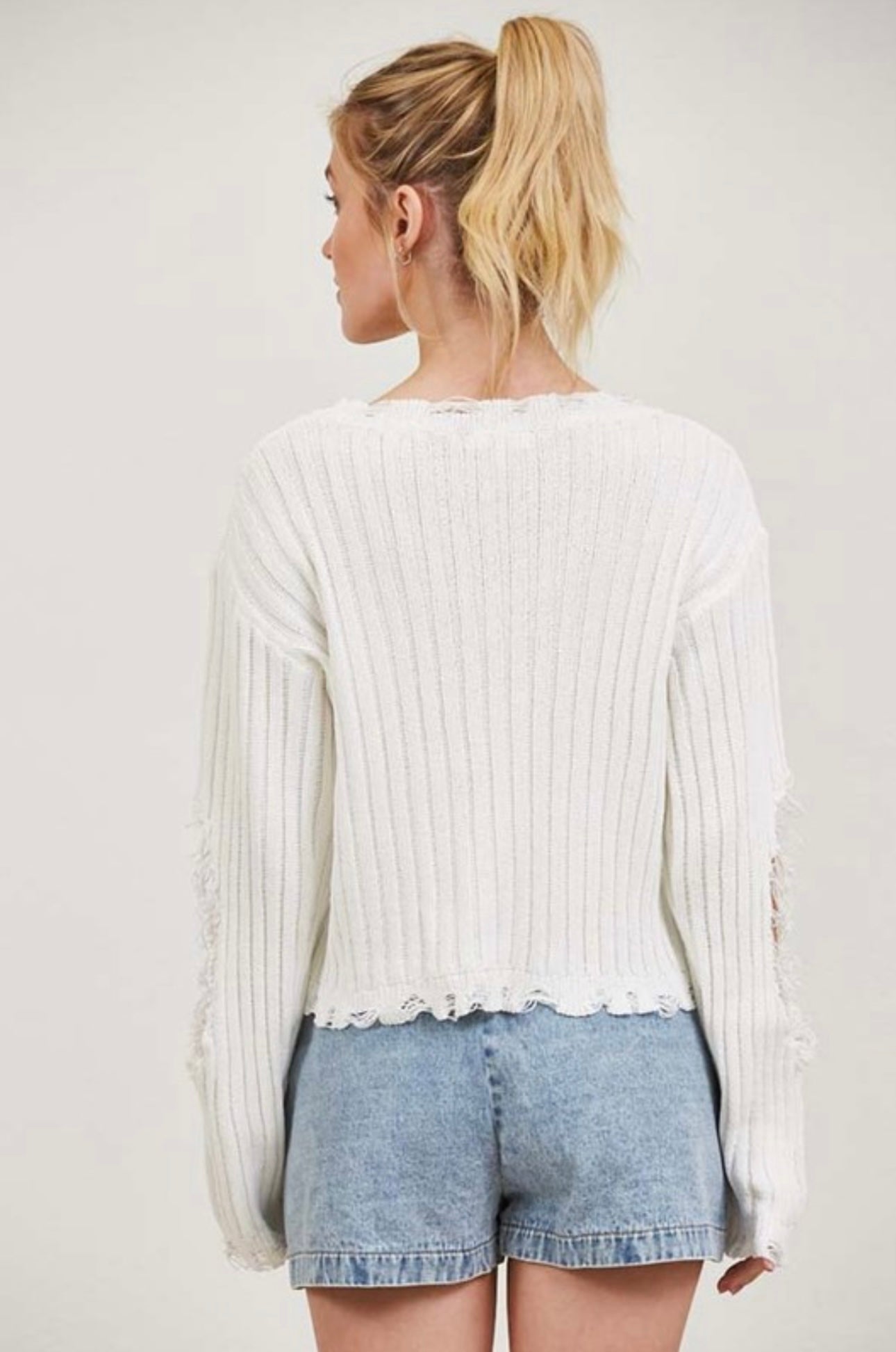 Distressed Mock Neck Sweater