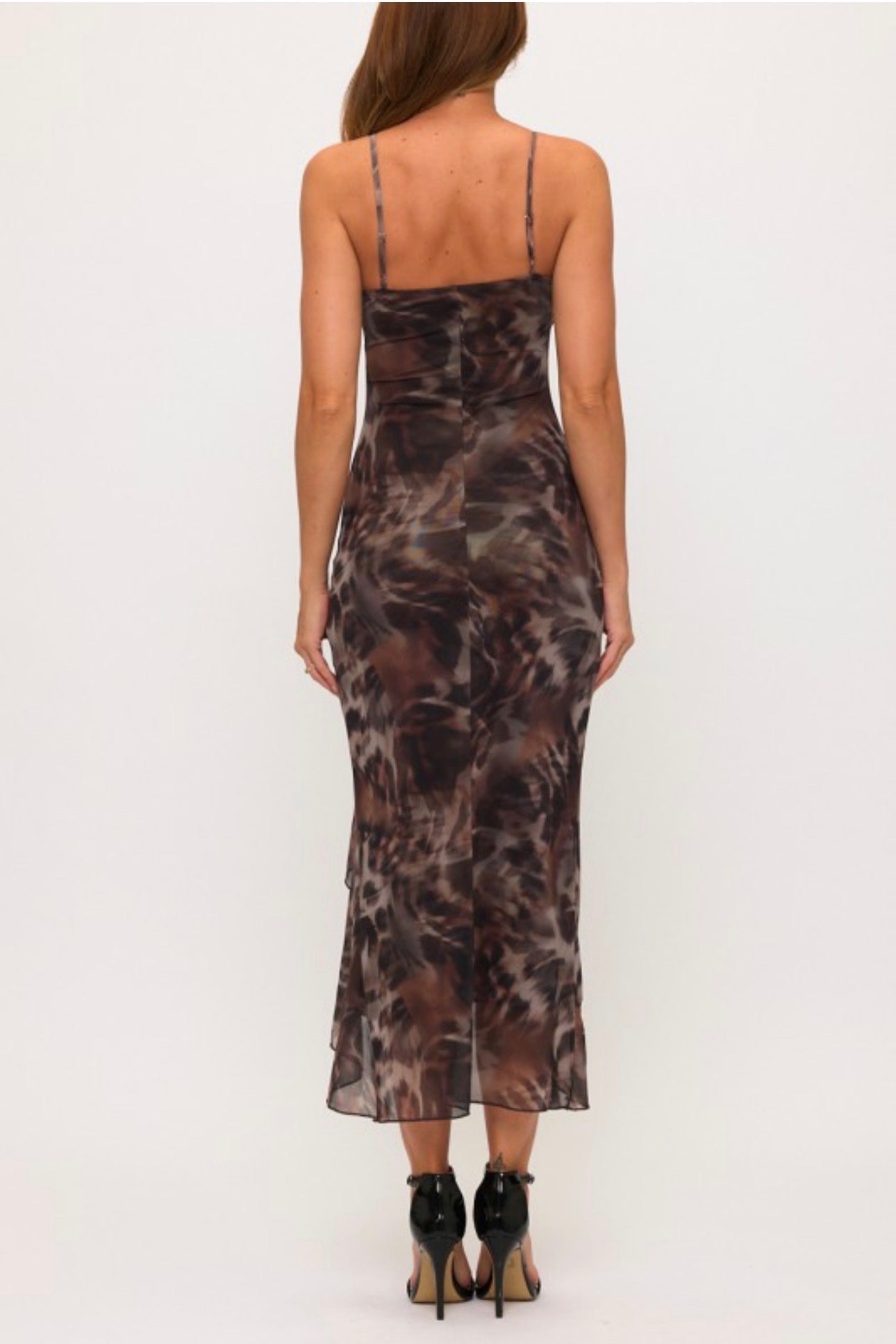 Leopard Print Maxi Dress with Ruffle Hem