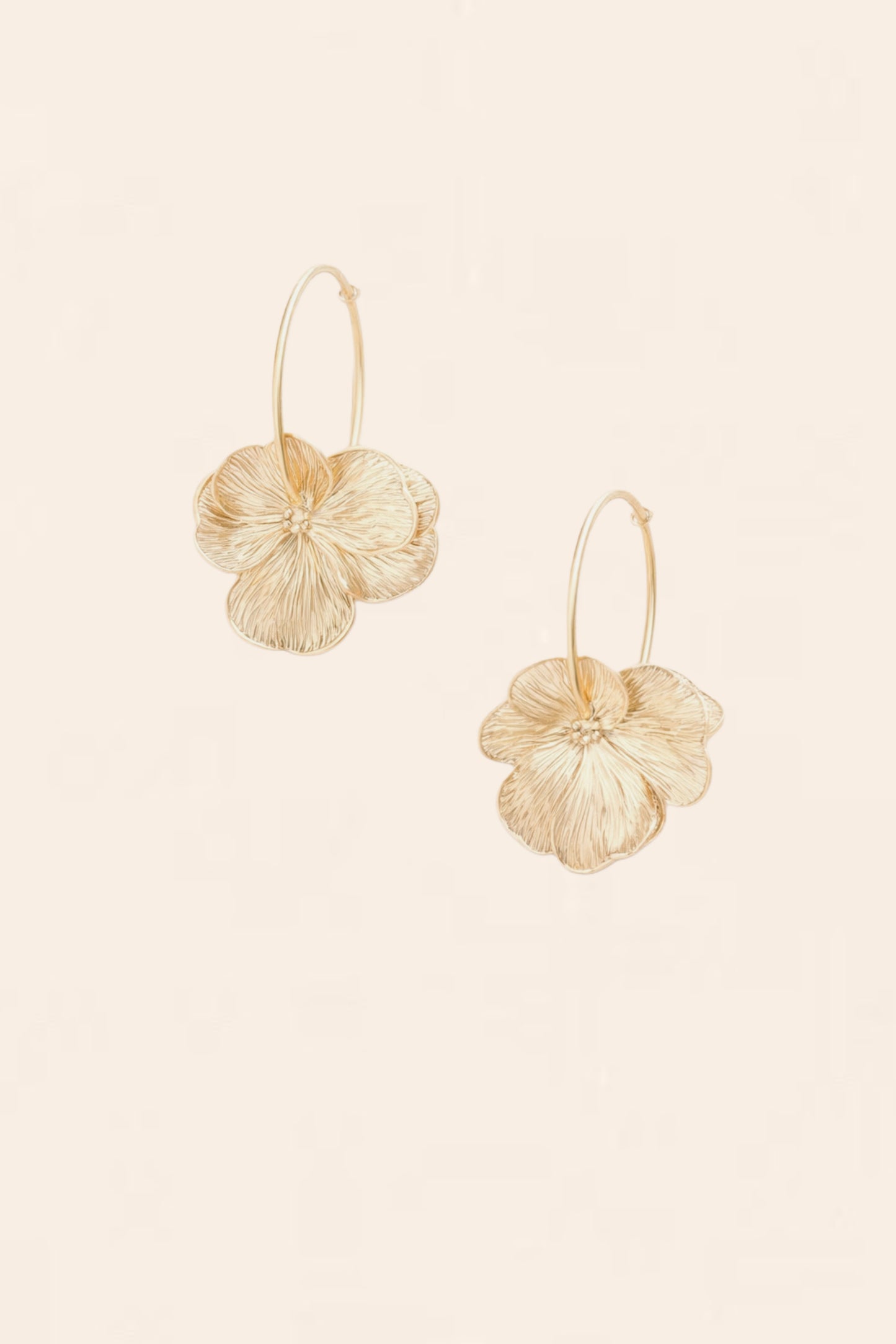 Gold Hibiscus Dangle Earrings