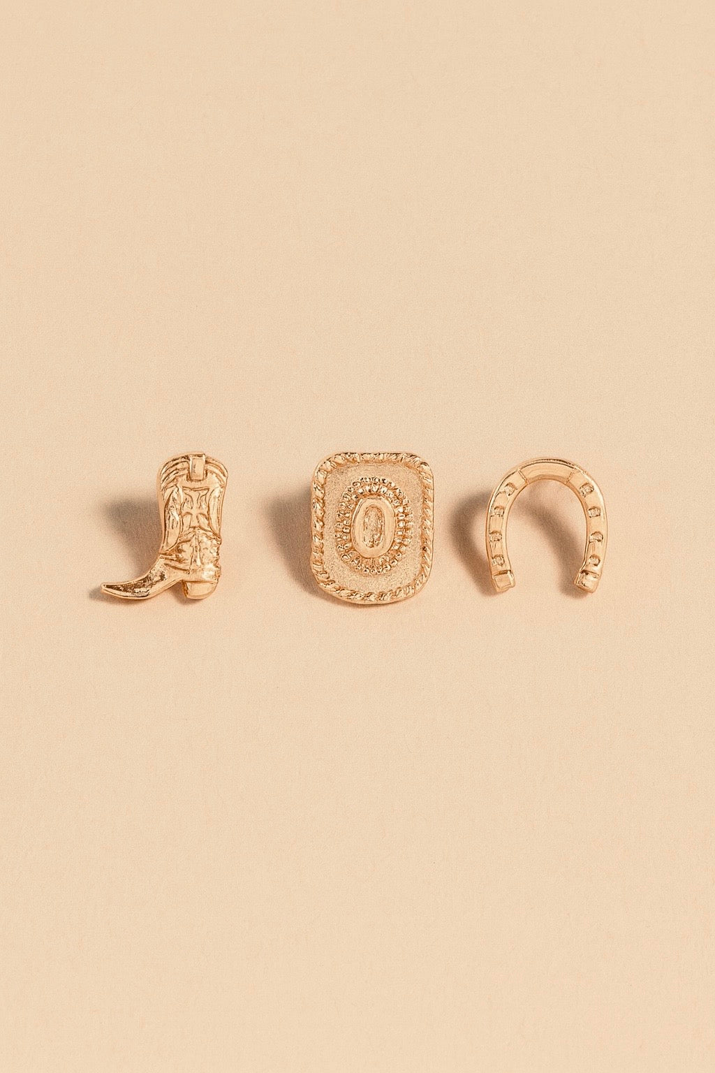 Trio Cowgirl Hat, Boot, and Horseshoe Earrings