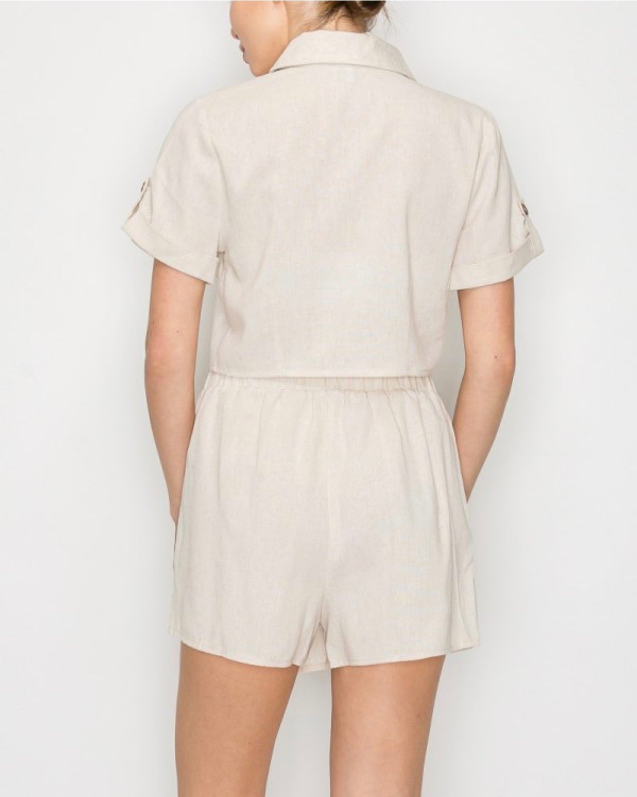 Linen Collared Crop Shirt