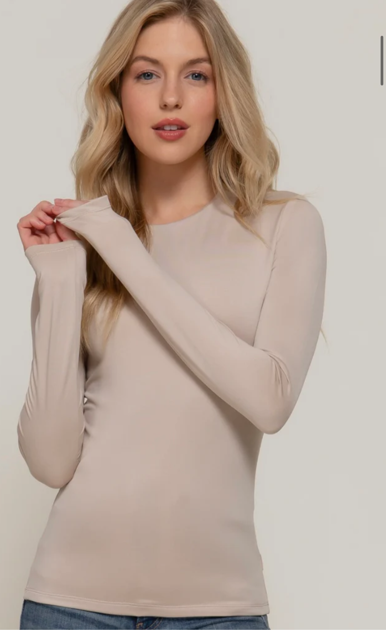 Double Lined Scoop Neck Long Sleeve