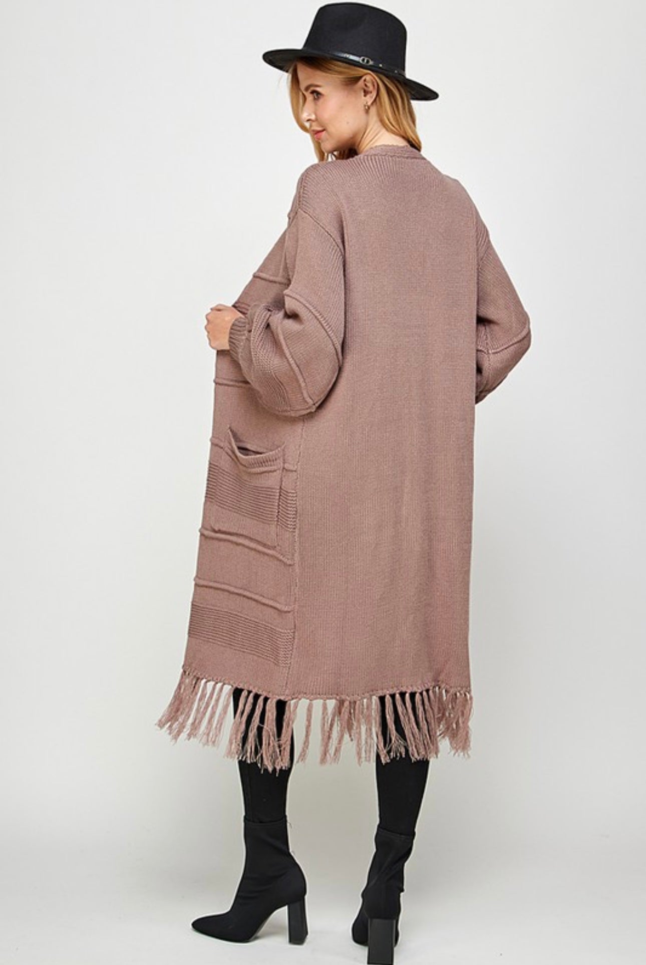 Tassel Hem Open Cardigan