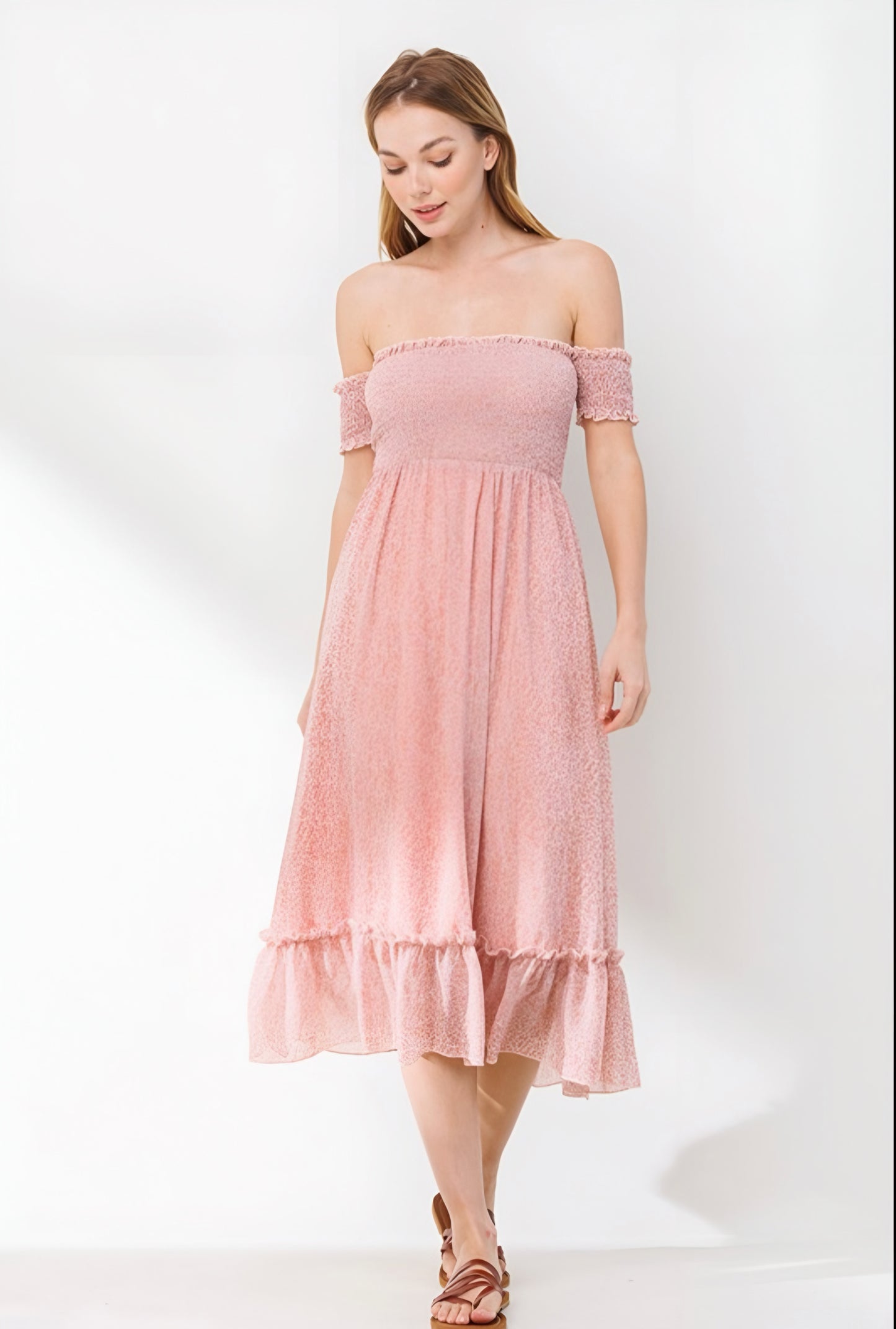 Maxi Smocked Off-the-Shoulder Dress