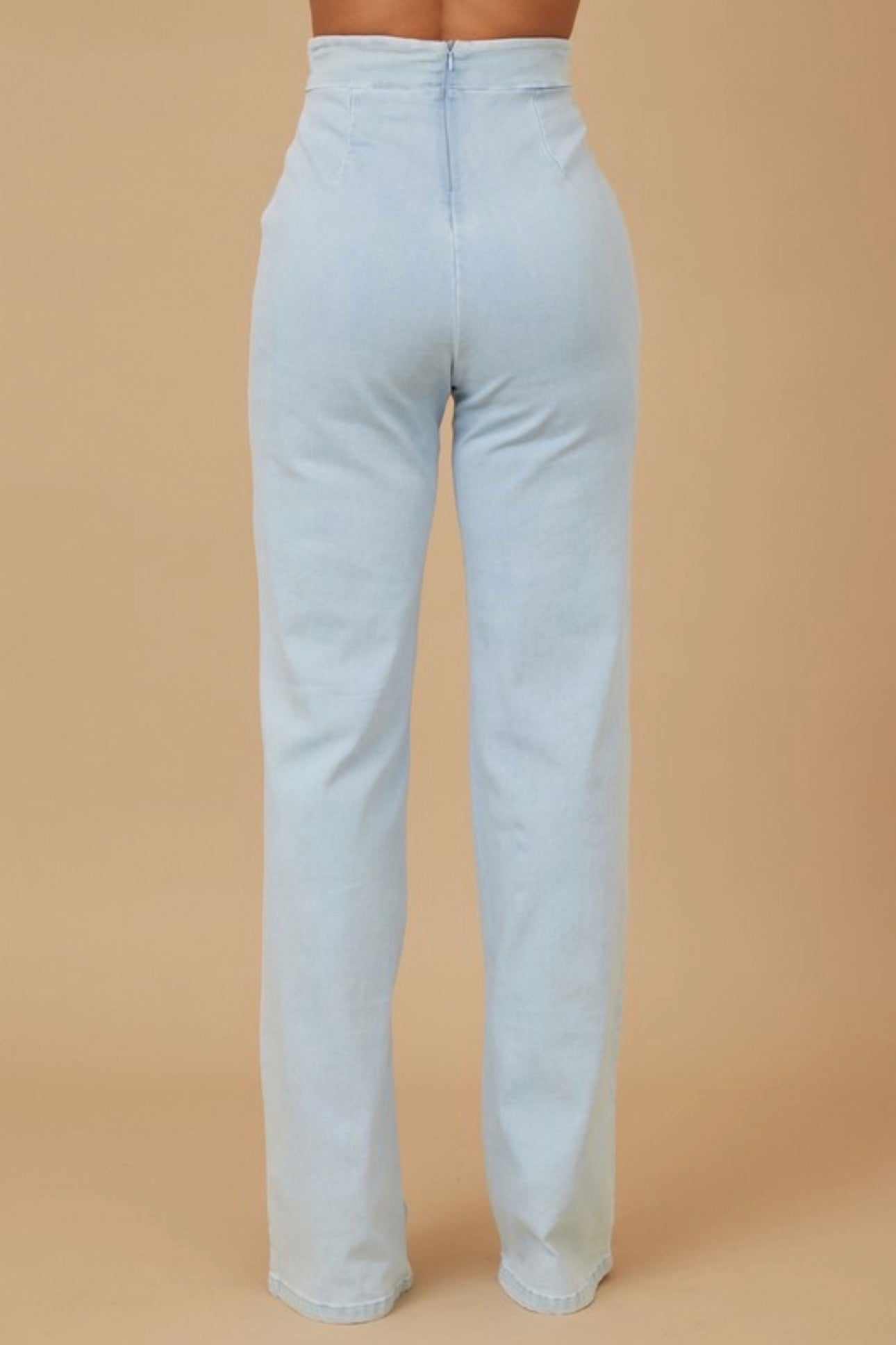 Denim Wide Leg Trousers with Gold Chain Belt
