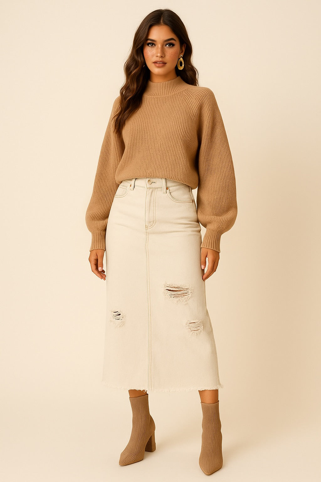 Cropped Knitted Turtleneck Sweater