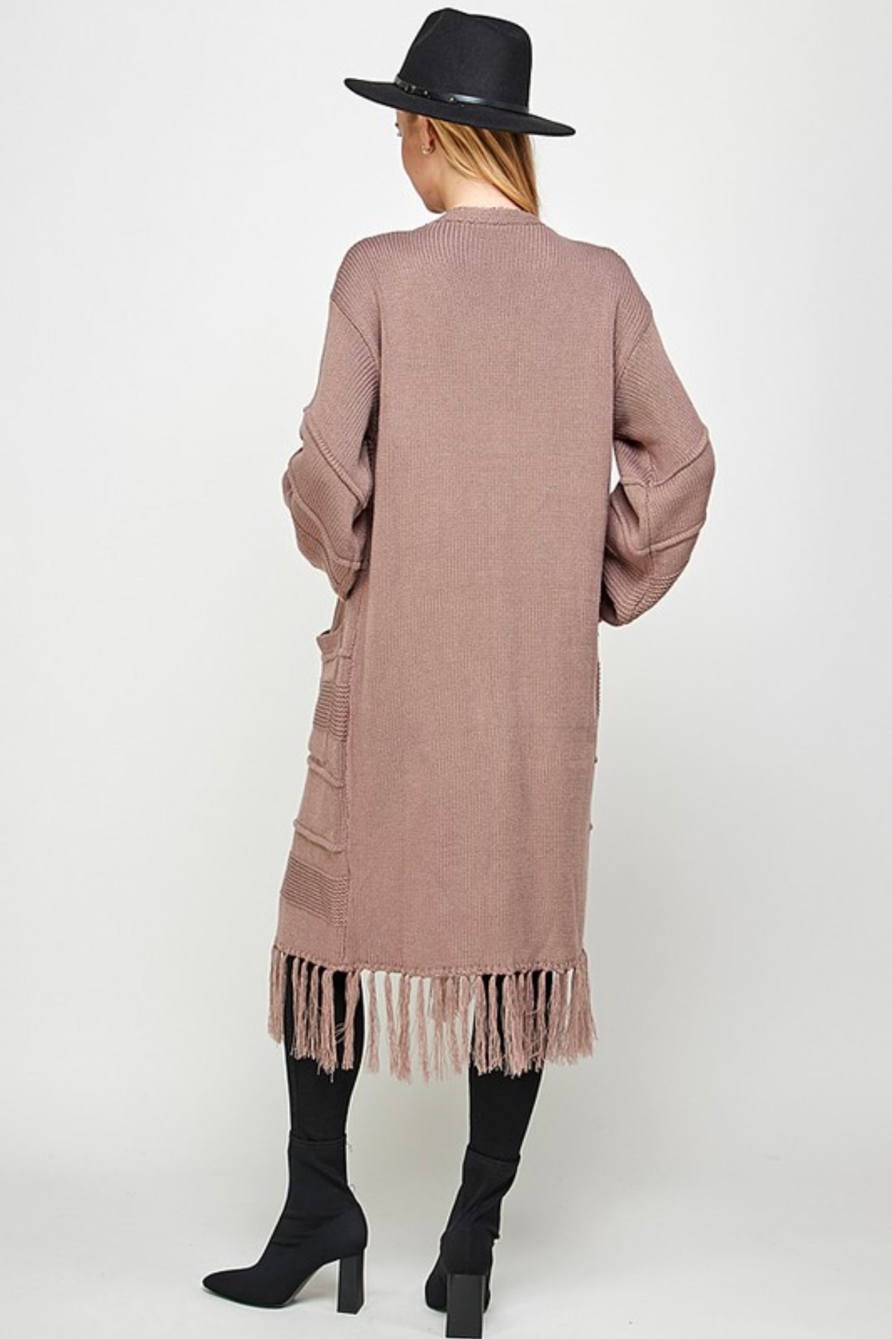 Tassel Hem Open Cardigan