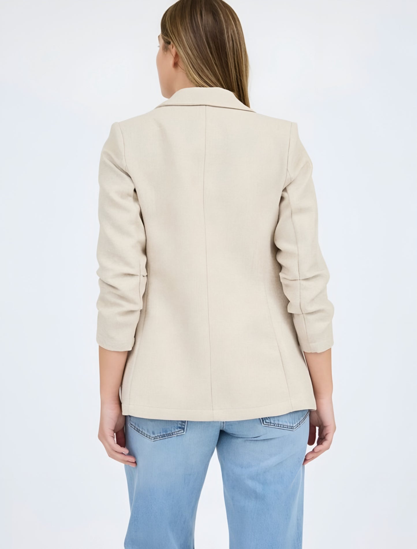 Linen Blazer with Scrunch Sleeves