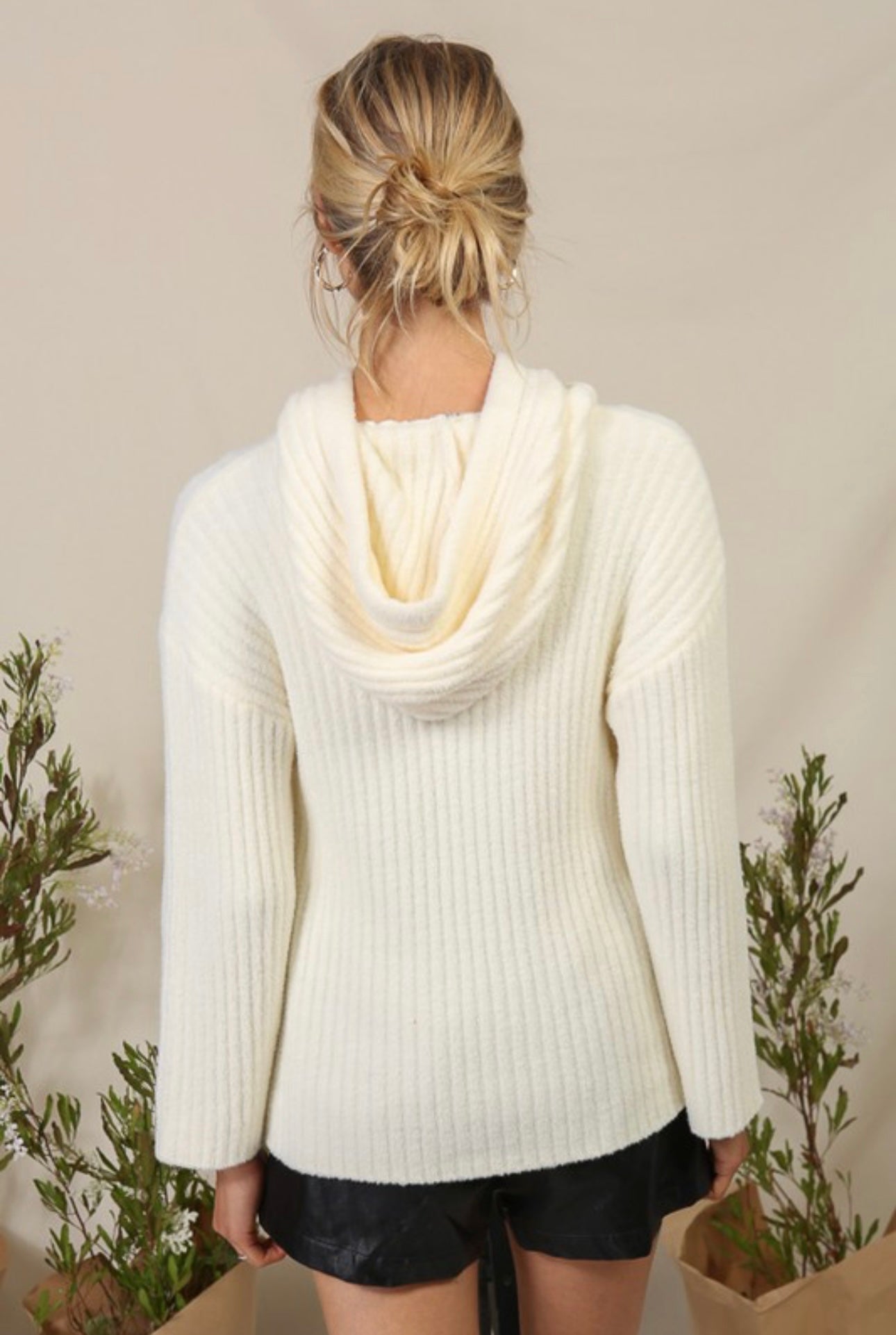 Hooded Ribbed Sweatshirt