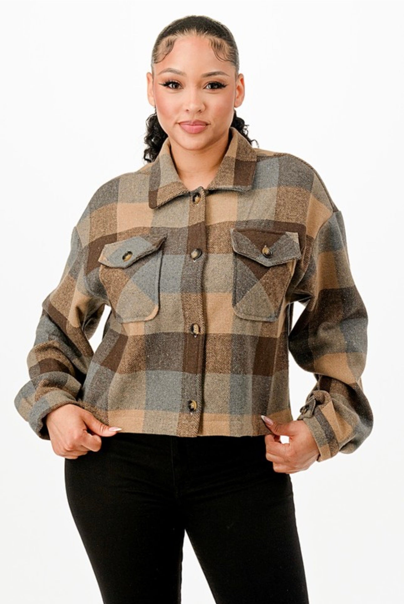Flannel Cropped Jacket