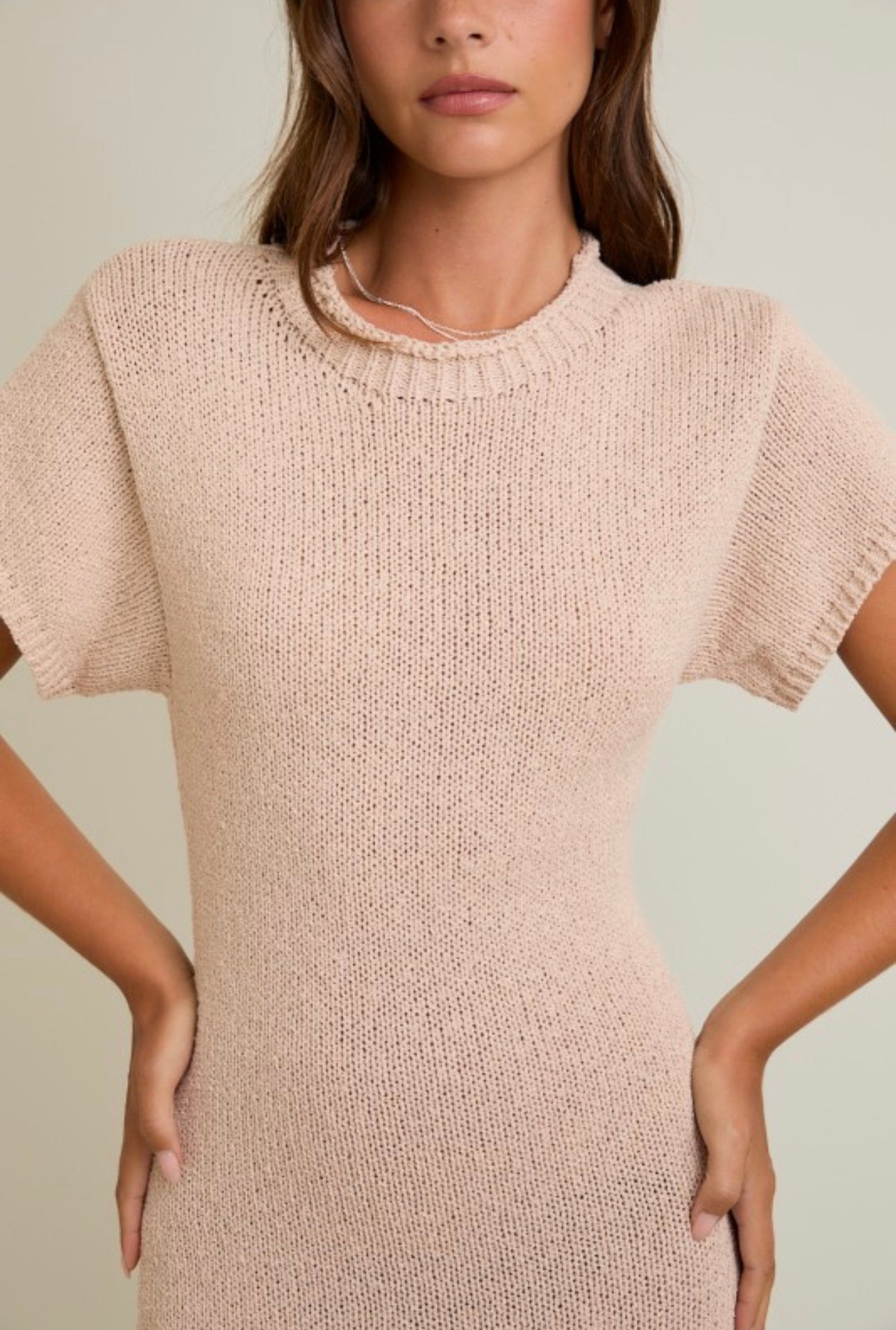 Mock Neck Cap Sleeve Knit Sweater Maxi Dress