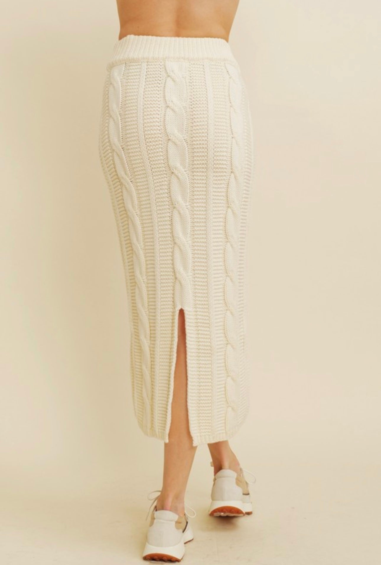 Midi Sweater Cable Knit Skirt