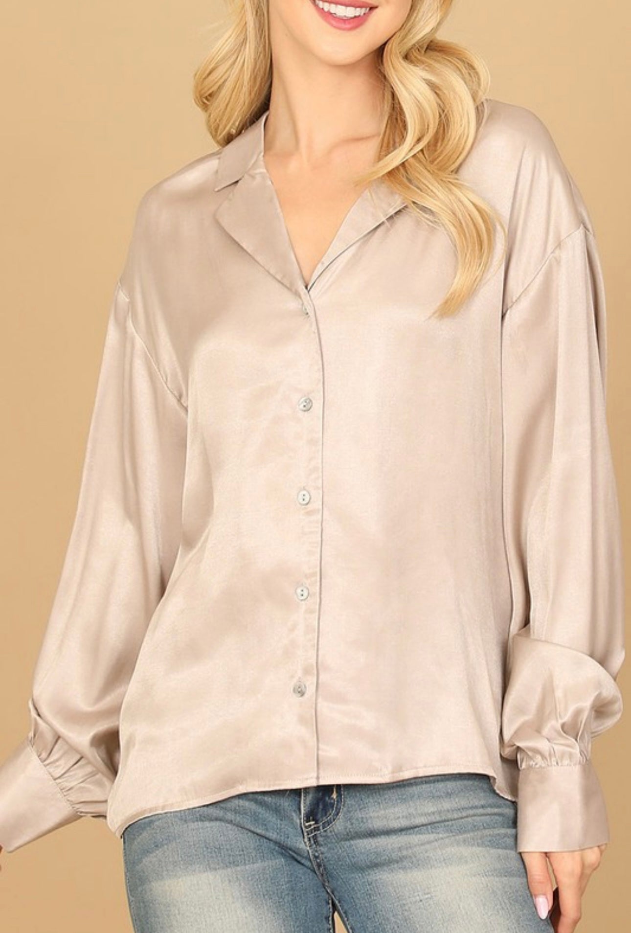 Satin Button Down
