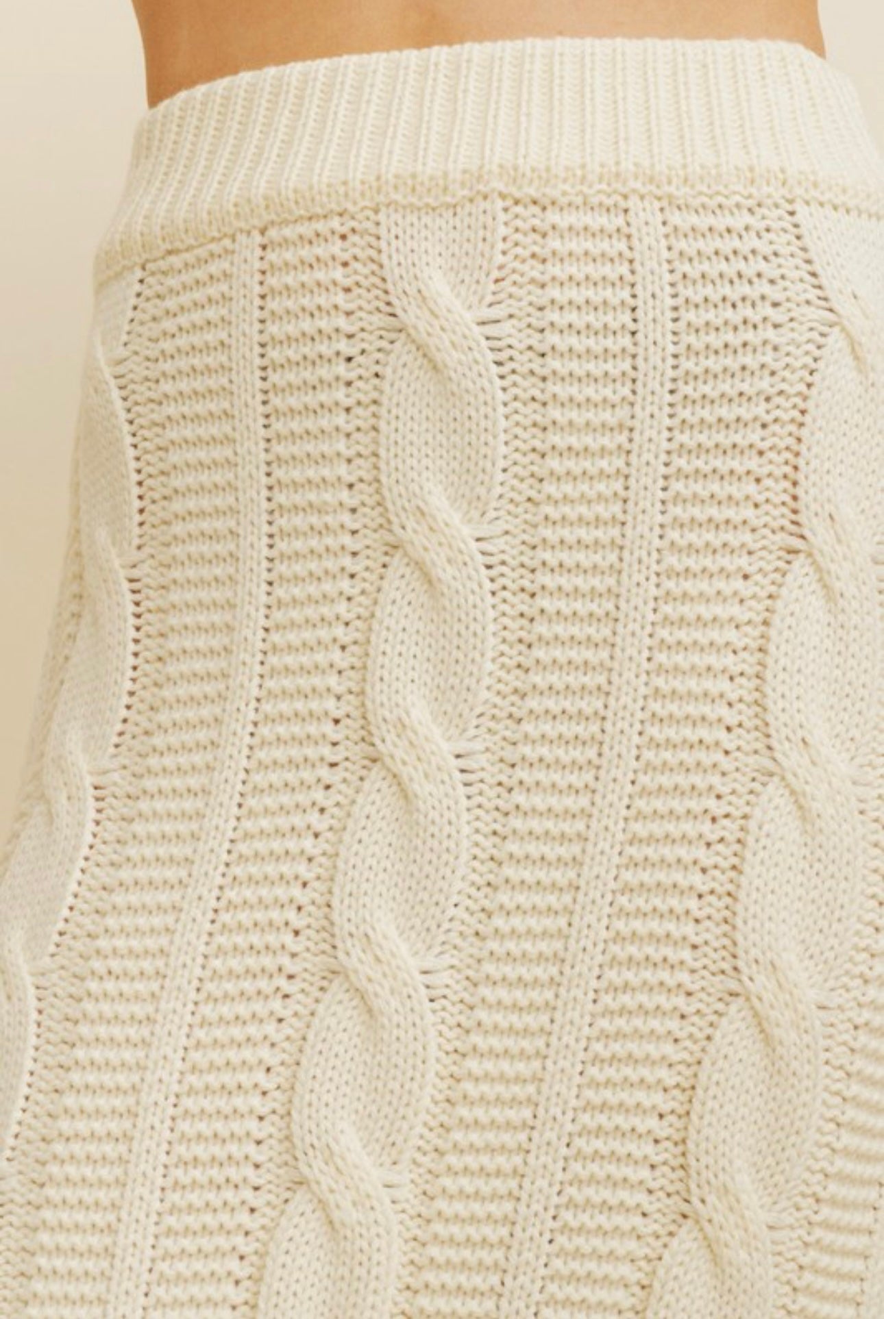 Midi Sweater Cable Knit Skirt