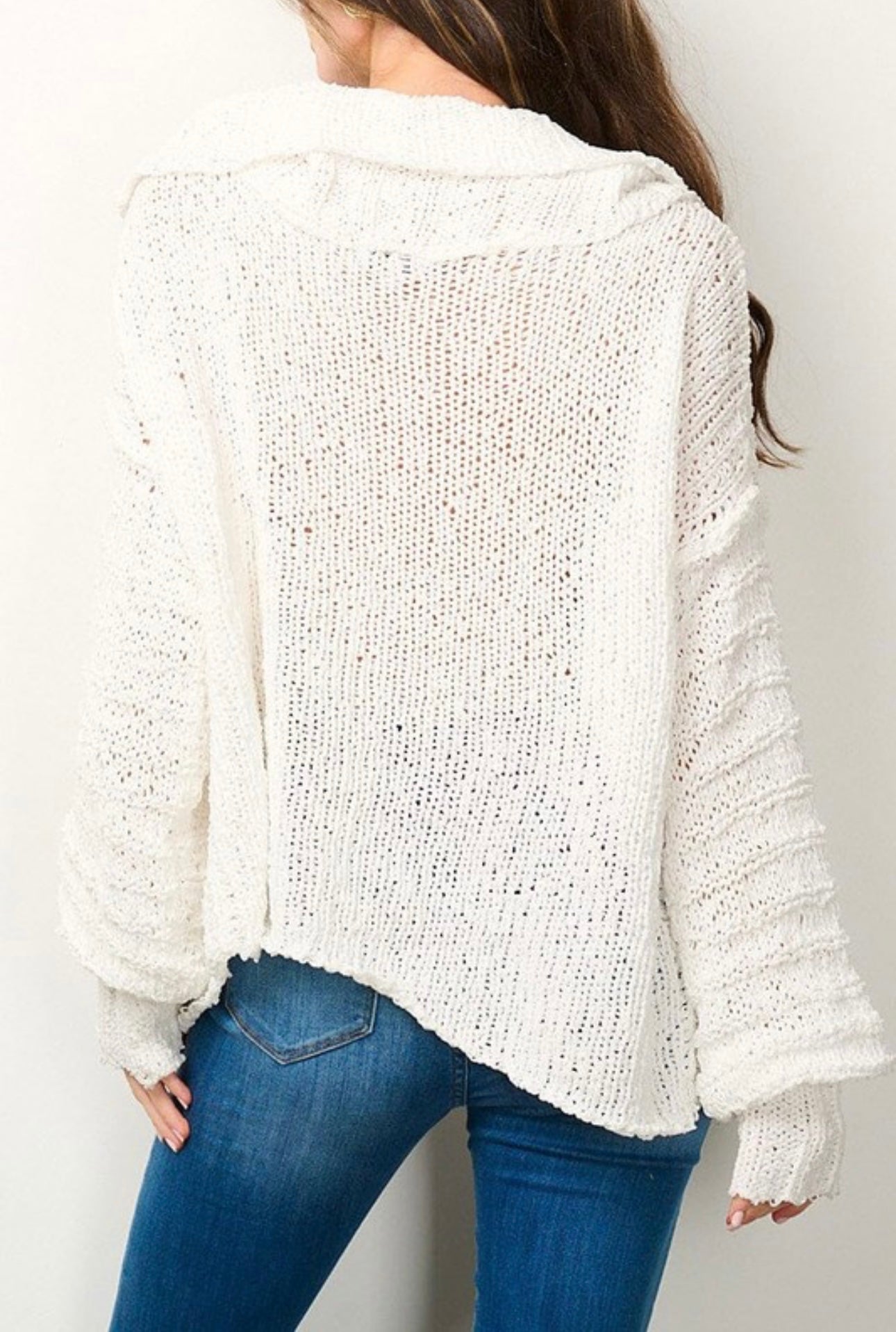Cowl Neck Open Knit Sweater