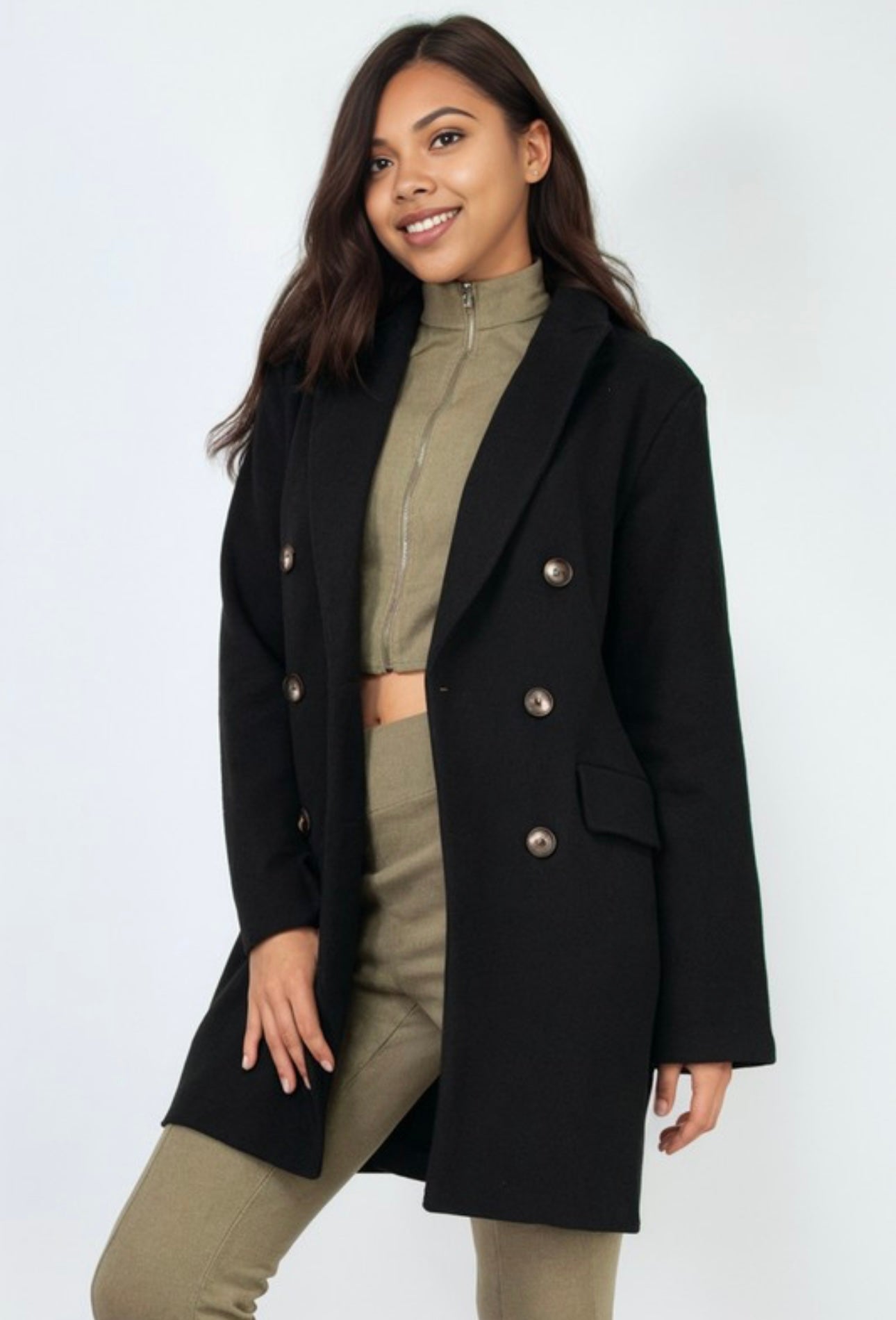 Felt Peacoat Double Breasted