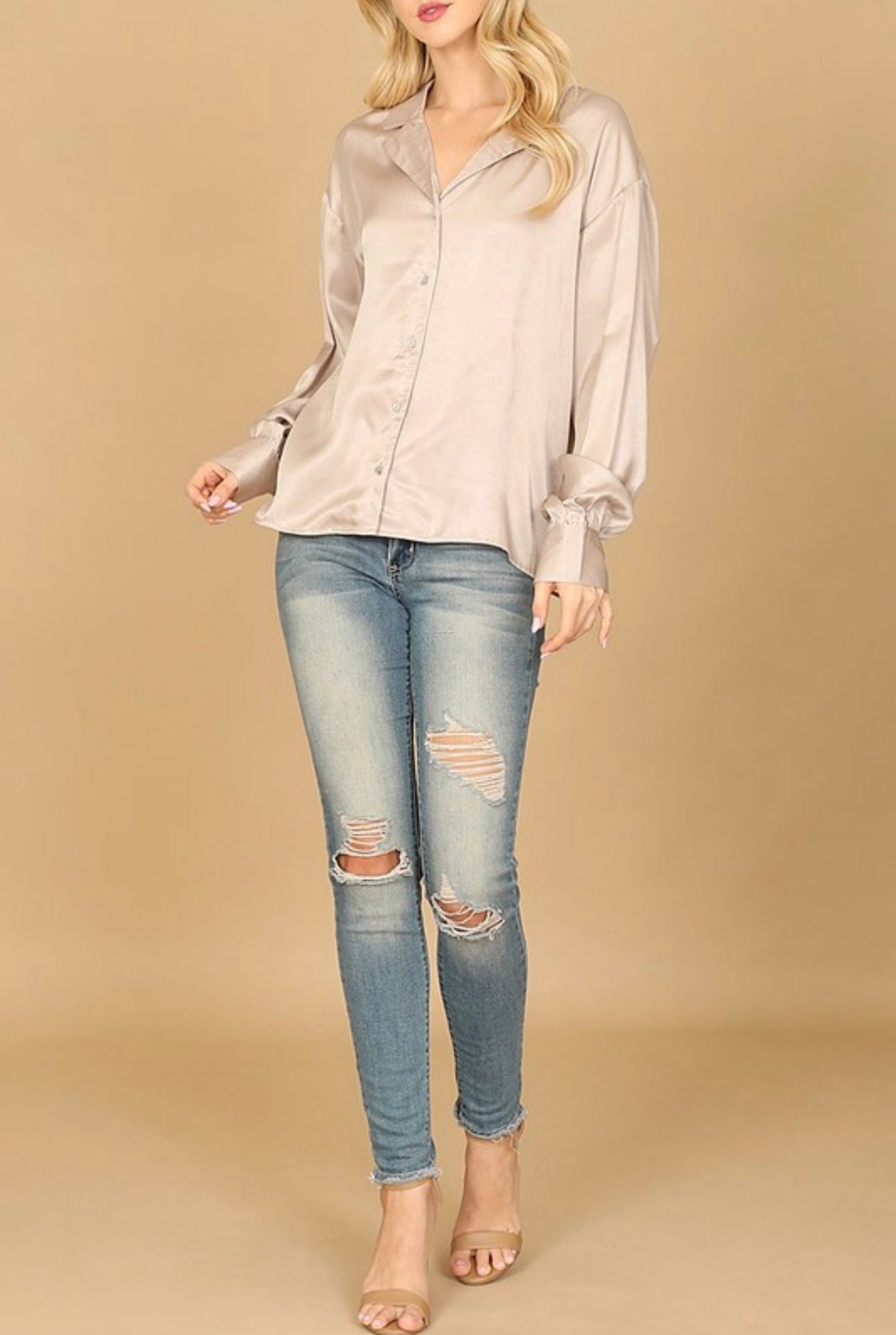Satin Button Down