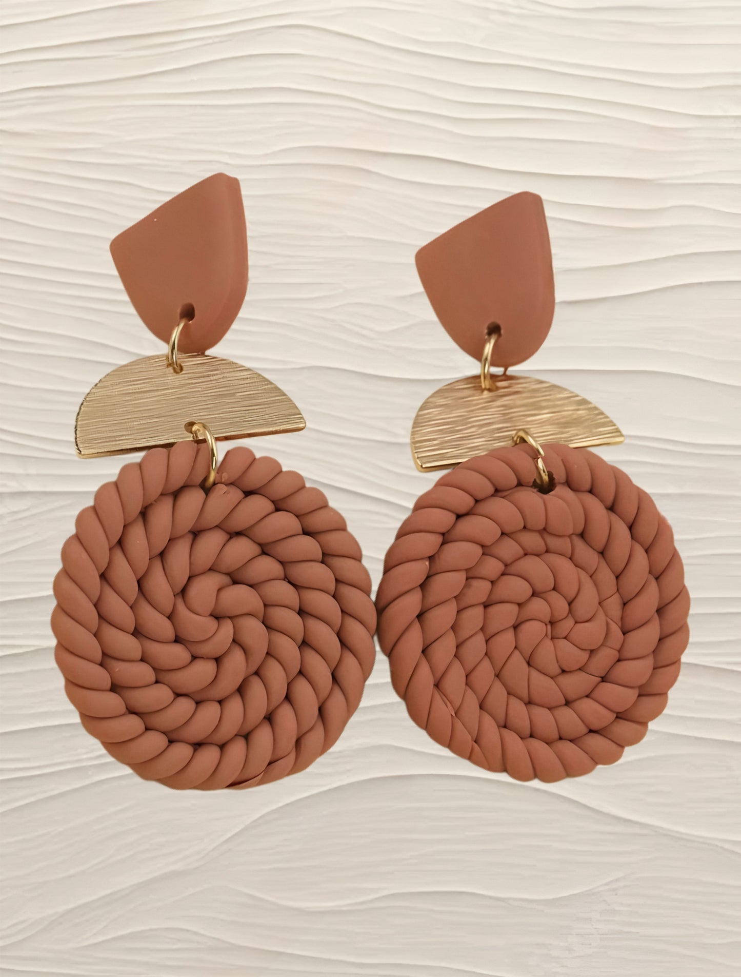 Gold Clay Spiral Earrings