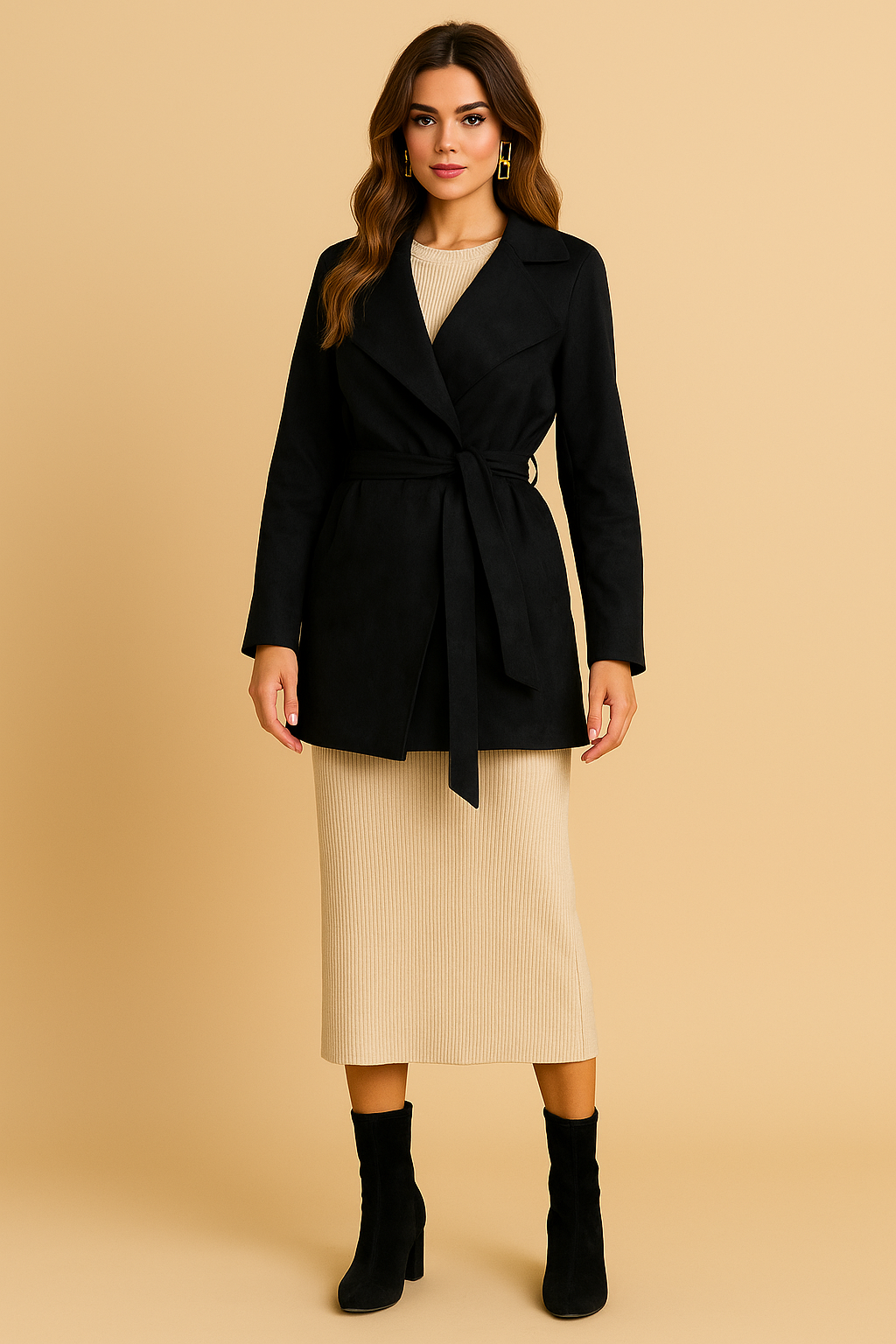 Wrap Suede Drape Cardigan