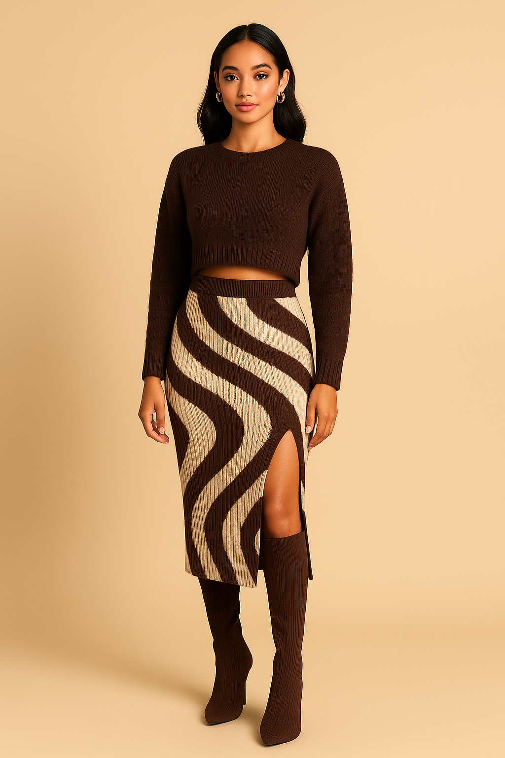 Printed Sweater Pencil Skirt